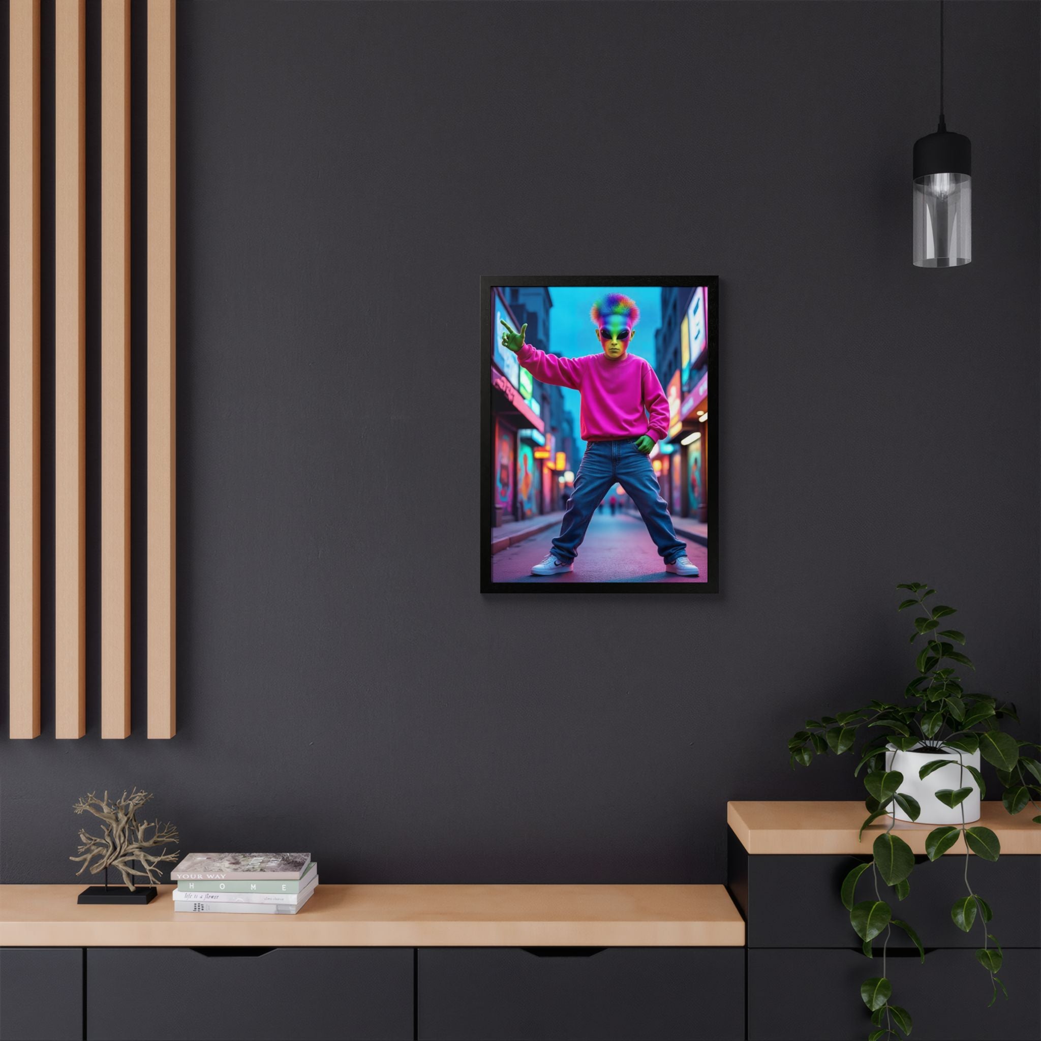Vibrant Framed Poster, Colorful Wall Art for Home Décor, Funky Room Decoration, Unique Gift for Art Lovers, Retro Vibes, Pop Culture