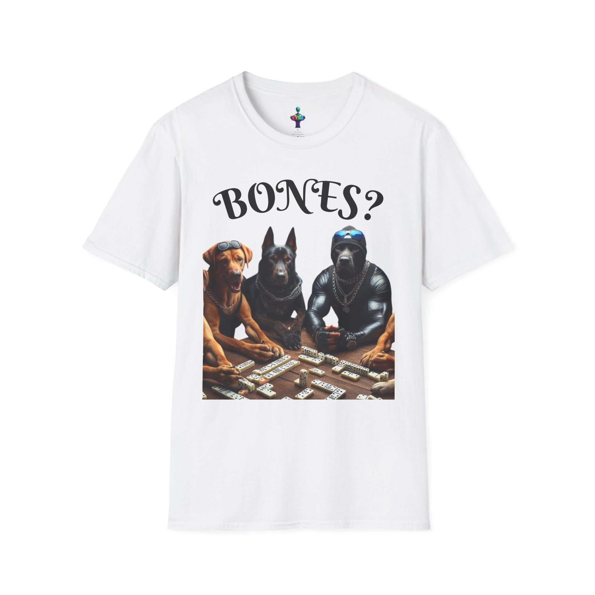 Softstyle T-Shirt with VYBZ Dogs Playing Dominos Urban Slang Design