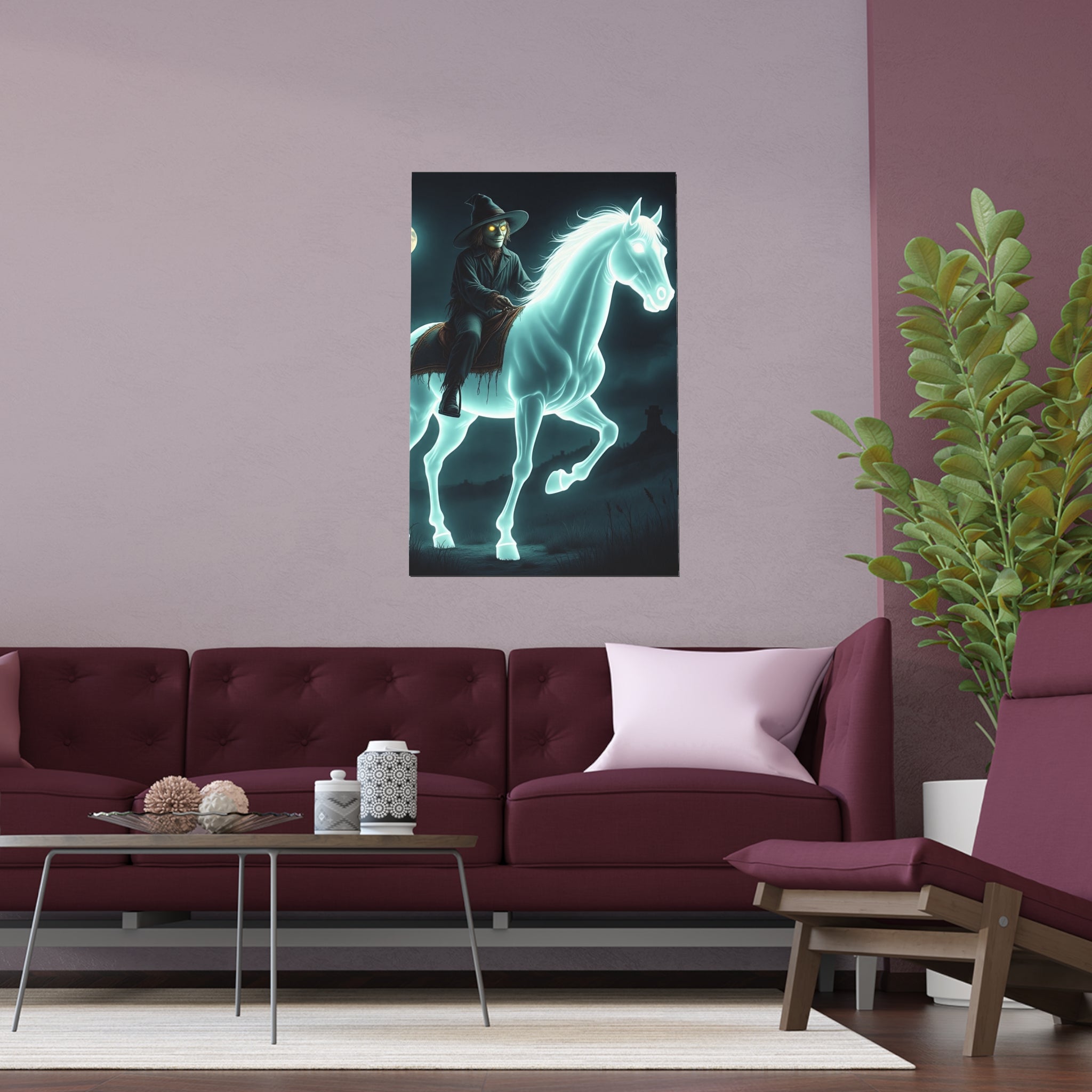 Mystical Wizard Horse Silk Poster, Home Decor, Halloween Art, Wall Art, Gift for Horse Lovers, Indoor and Outdoor Decoration