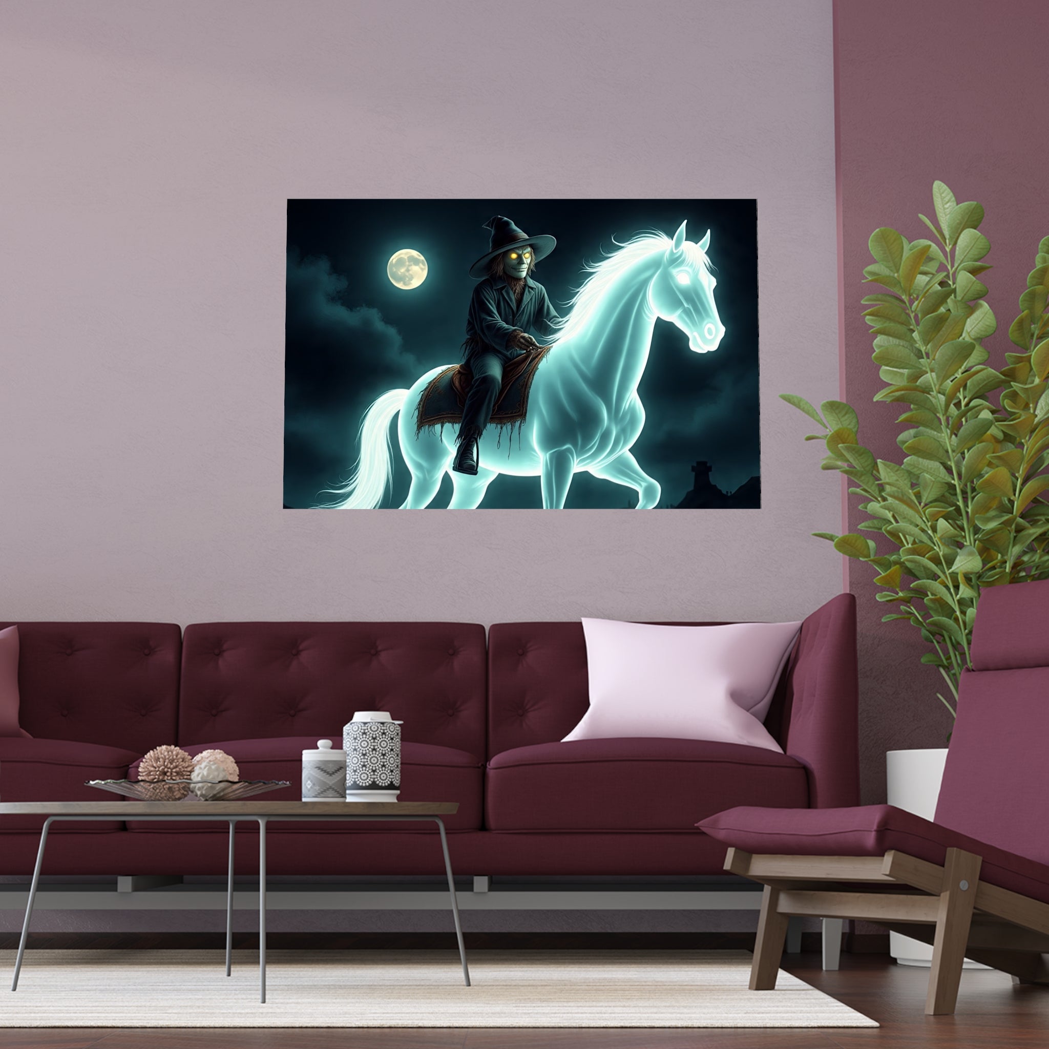 Mystical Wizard Horse Silk Poster, Home Decor, Halloween Art, Wall Art, Gift for Horse Lovers, Indoor and Outdoor Decoration