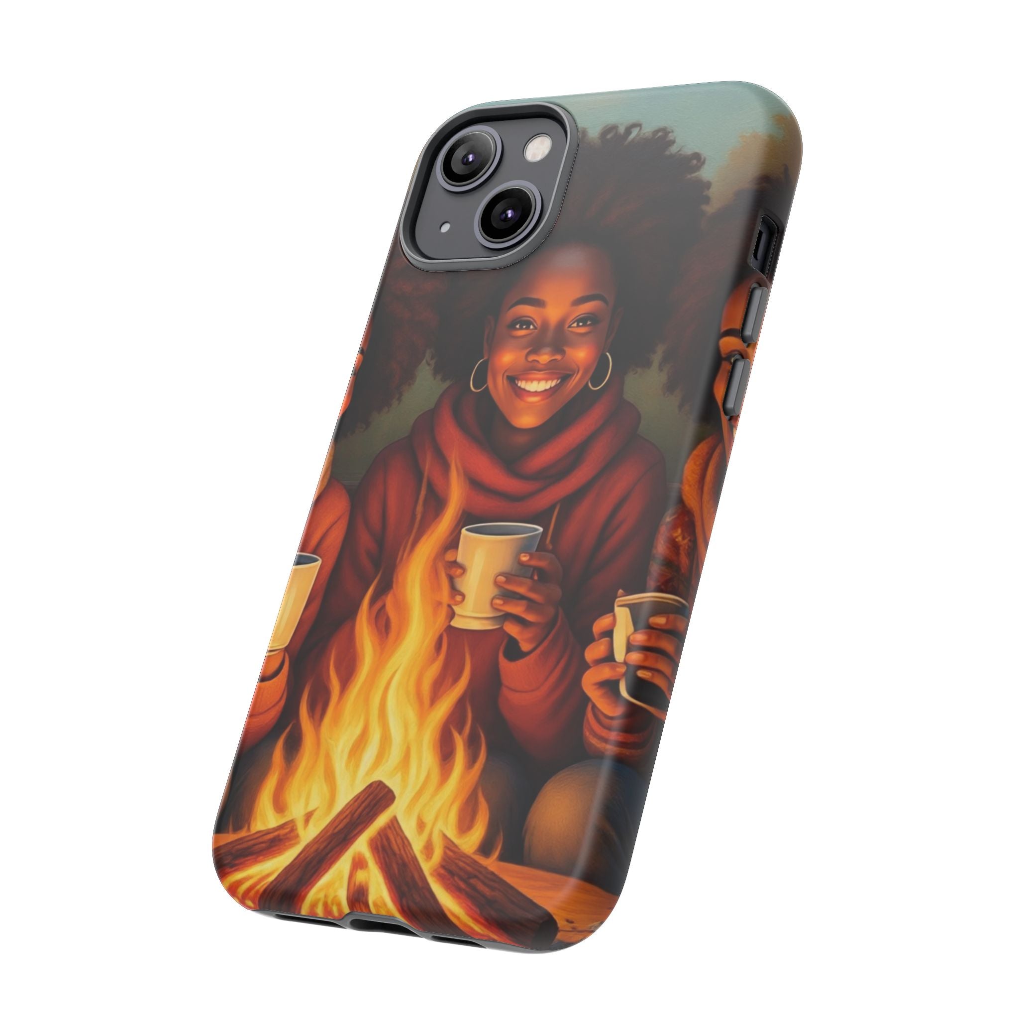 Cozy Phone Case for Campfire Lovers, Tough Cases with Inspirational Design, Perfect Gift for Friends, Birthday Present, Nature Vibe