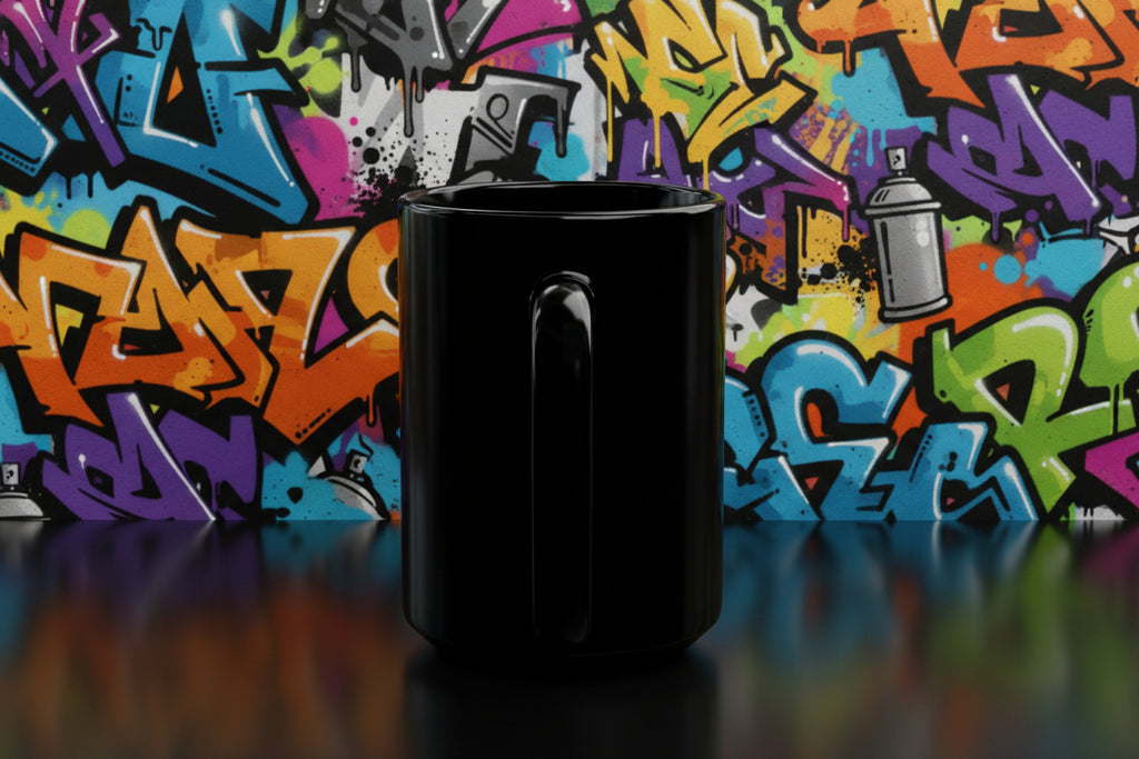 Digital Plug 612 Black Mug — Neon Gamer Logo Coffee Cup (11oz/15oz)