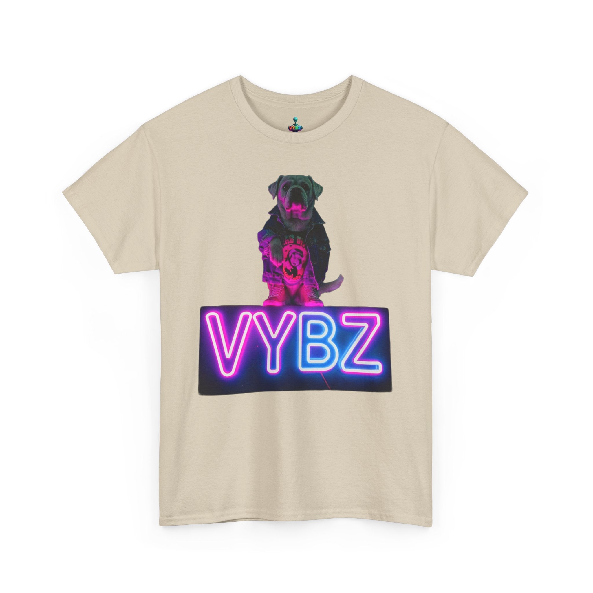 Neon Dog VYBZ Tee, Unisex Heavy Cotton T-Shirt, Casual Wear, Pet Lovers Gift, Streetwear Style, Dog Lover Apparel