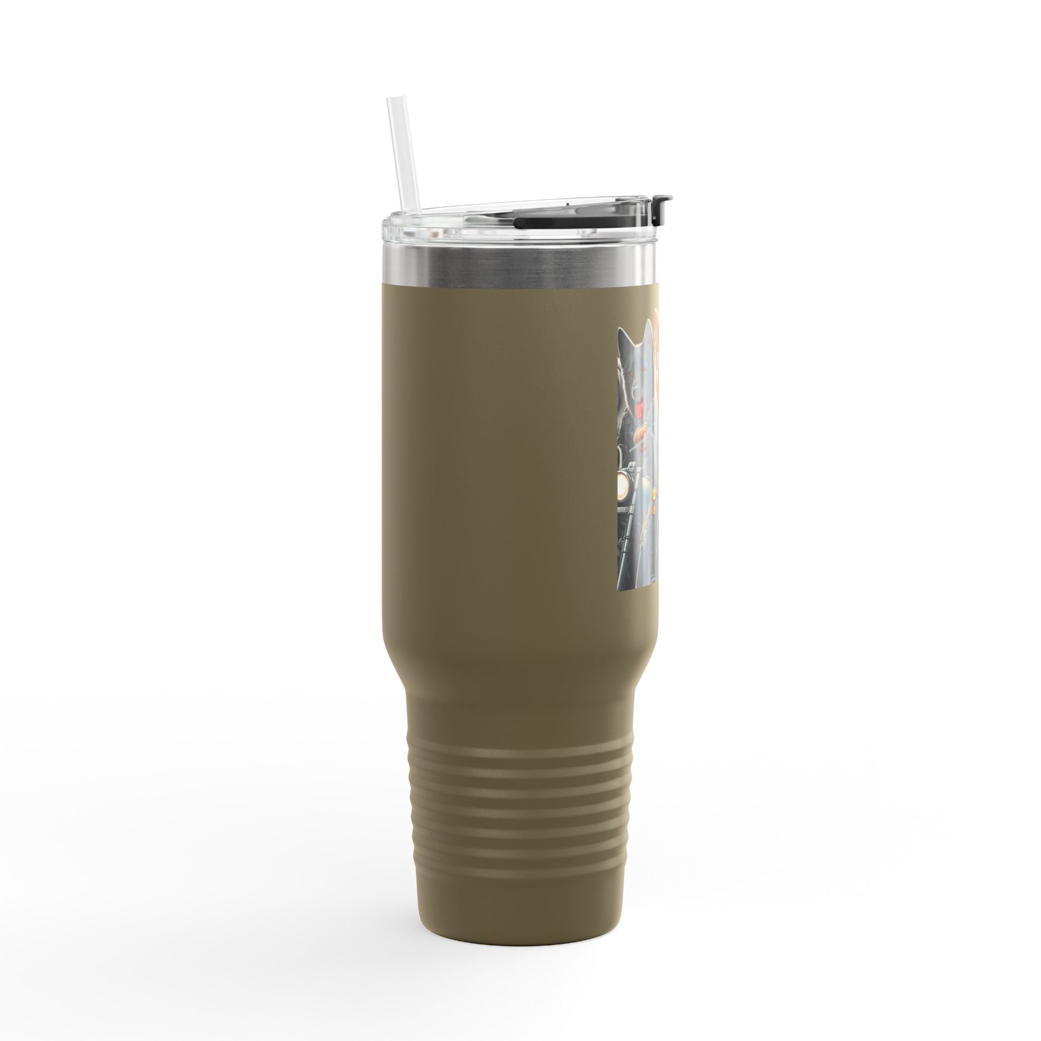 Insulated Travel Mug - Fun Motorcycle Dog Design