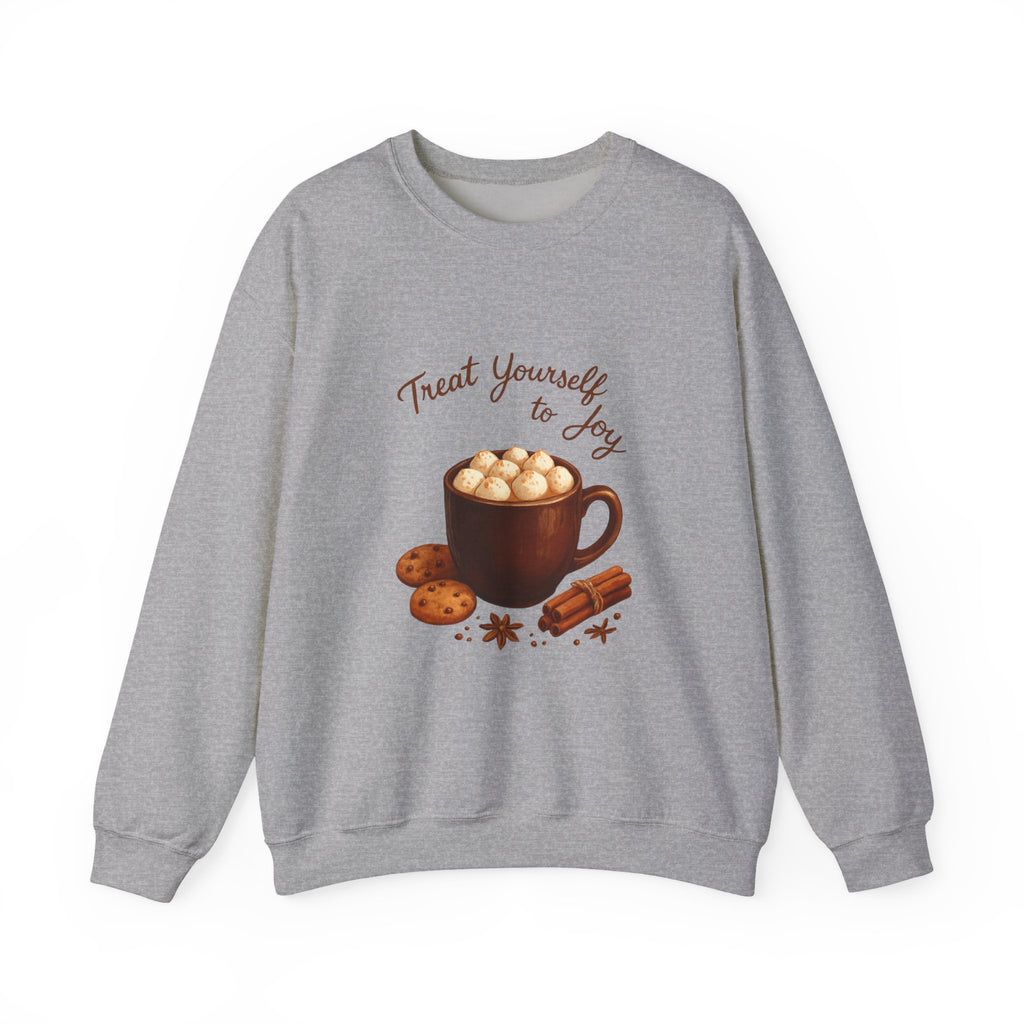 Cozy Hot Cocoa Sweatshirt — "Treat Yourself to Joy" Crewneck