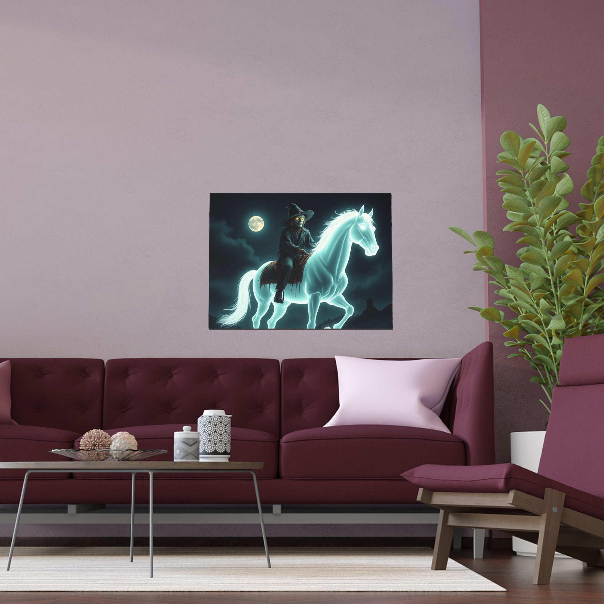 Mystical Wizard Horse Silk Poster, Home Decor, Halloween Art, Wall Art, Gift for Horse Lovers, Indoor and Outdoor Decoration