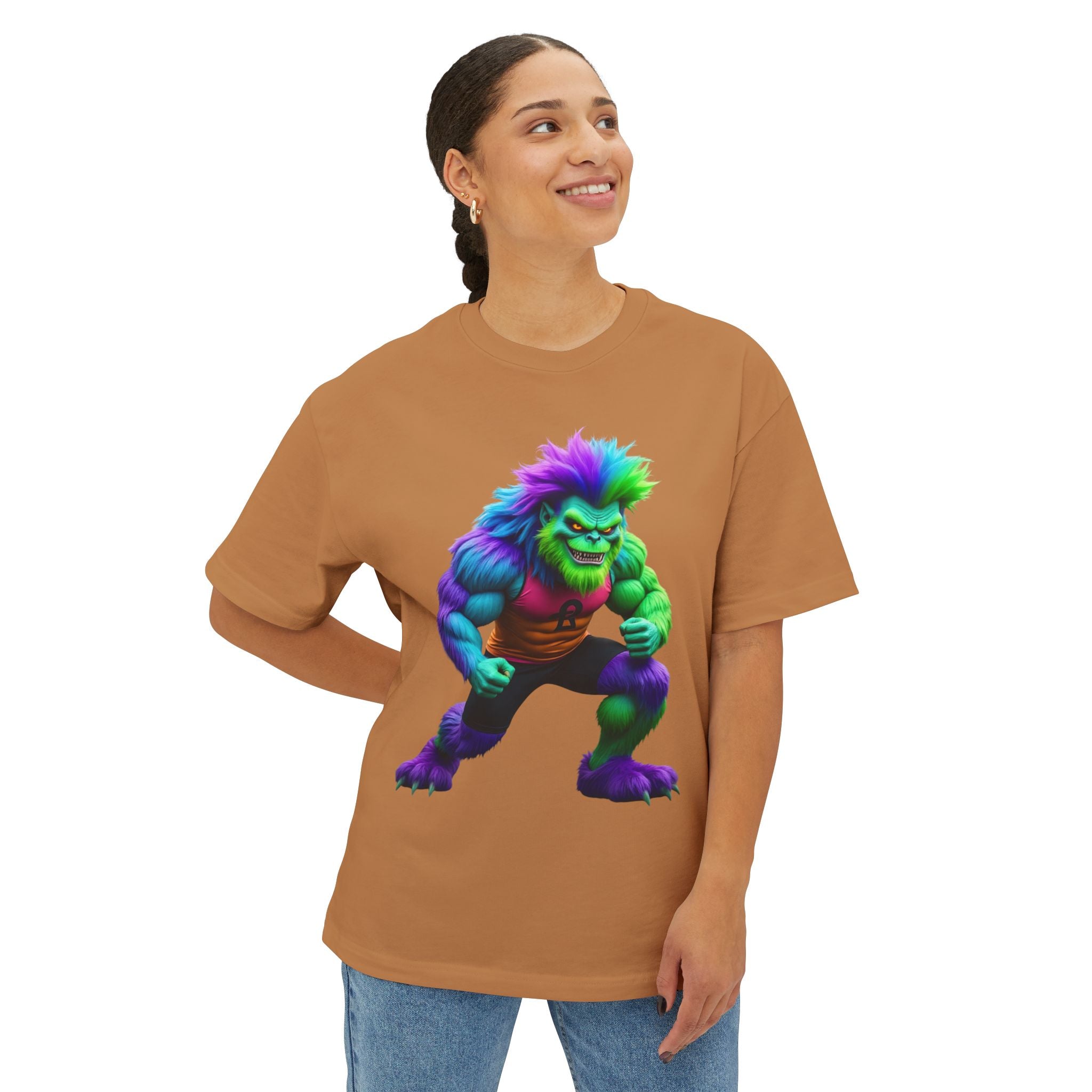 VYBZ Colorful Monster Graphic Tee, Fun Unisex Boxy Shirt, Casualwear for Kids & Adults, Gifts for Birthdays, Festivals, Summer Vibes, Streetwear
