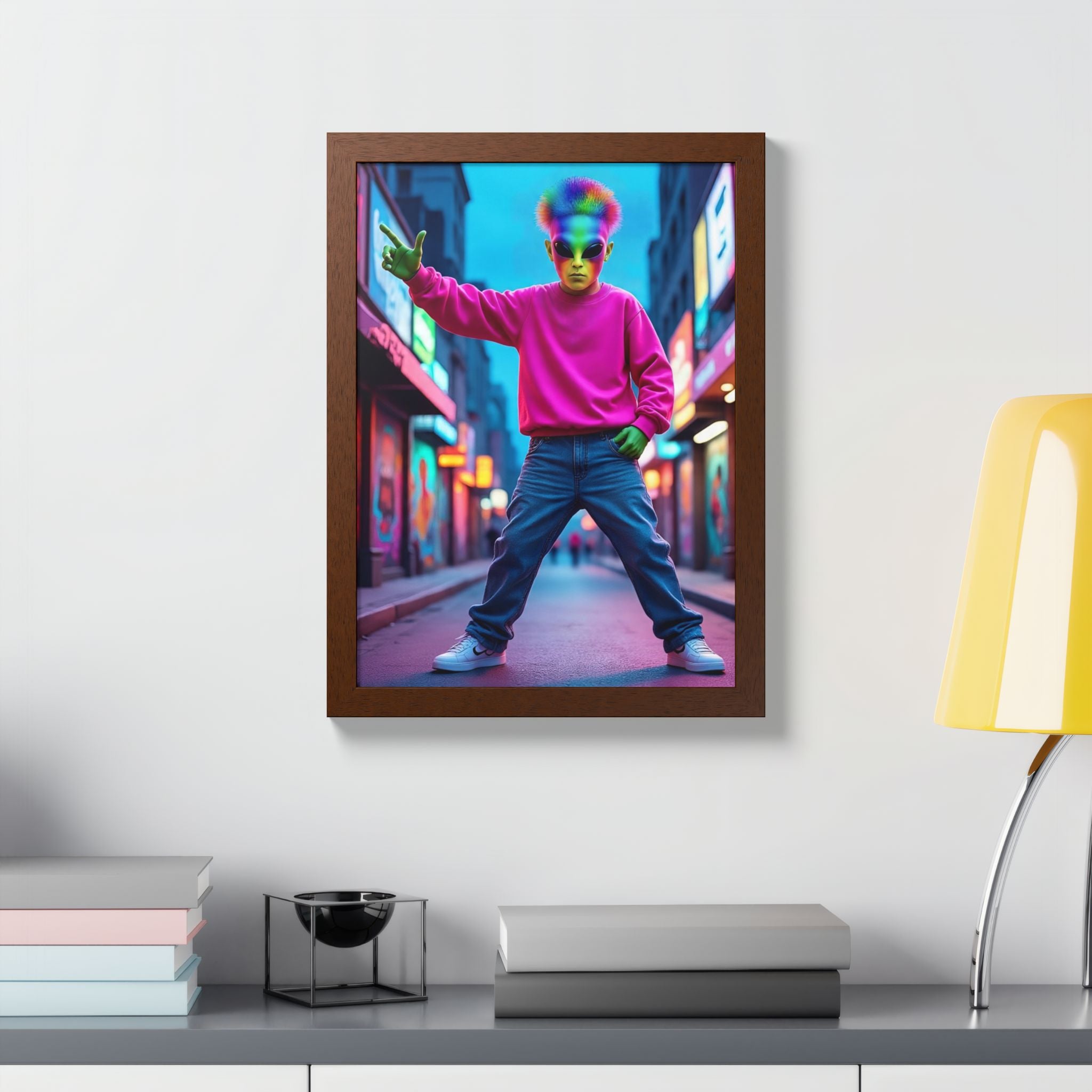 Vibrant Framed Poster, Colorful Wall Art for Home Décor, Funky Room Decoration, Unique Gift for Art Lovers, Retro Vibes, Pop Culture