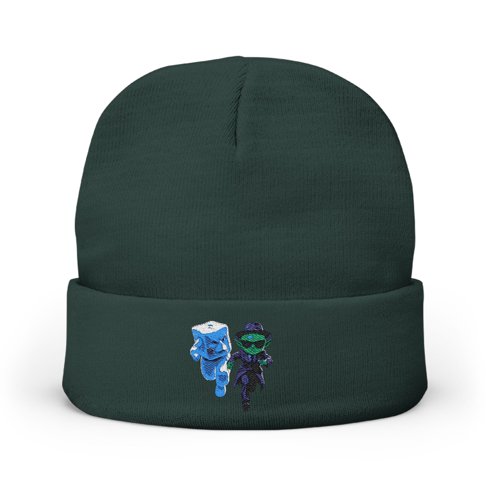 Alien Ice Knit Beanie, Embroidered Winter Hat