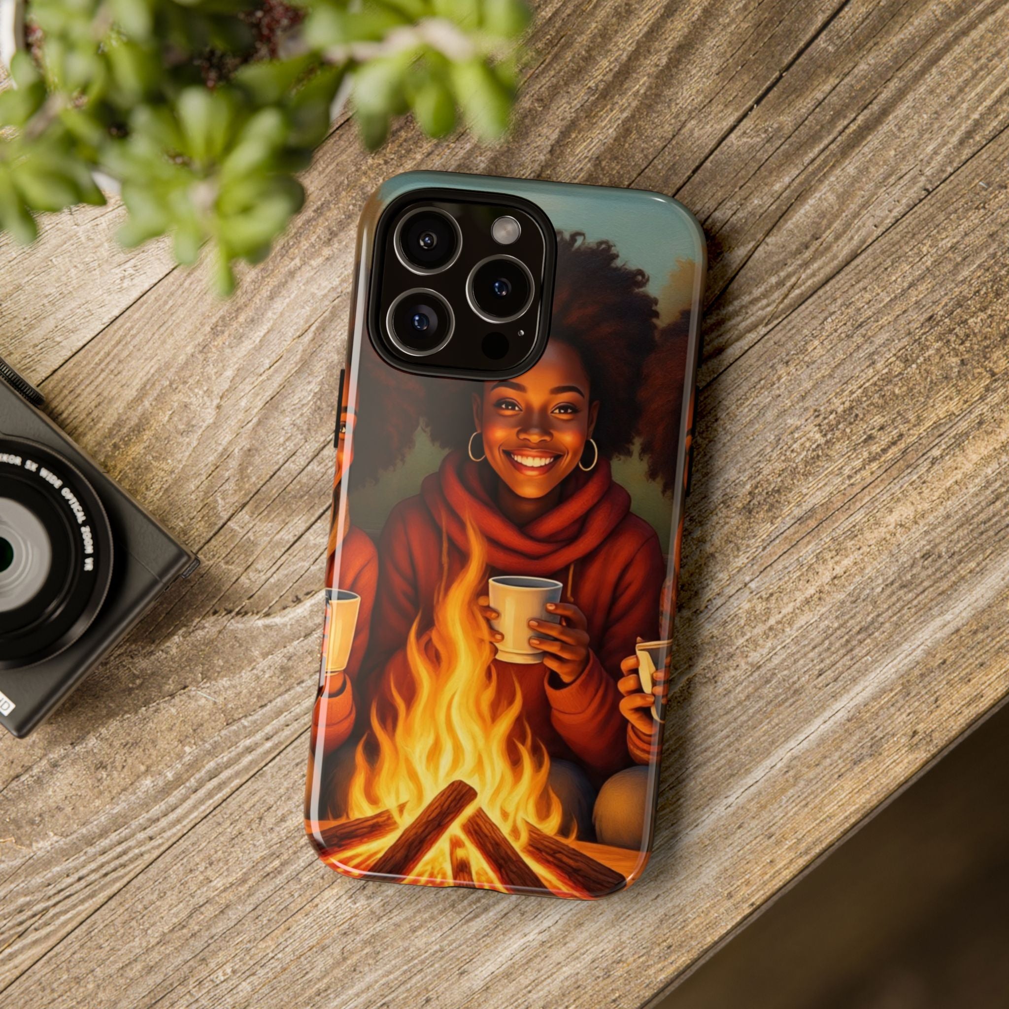 Cozy Phone Case for Campfire Lovers, Tough Cases with Inspirational Design, Perfect Gift for Friends, Birthday Present, Nature Vibe