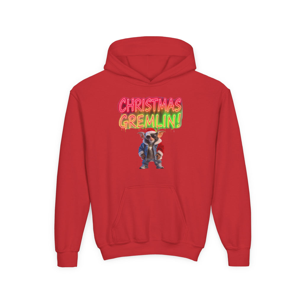 Youth Hoodie — 'Christmas Gremlin' Festive Kids Holiday Sweatshirt