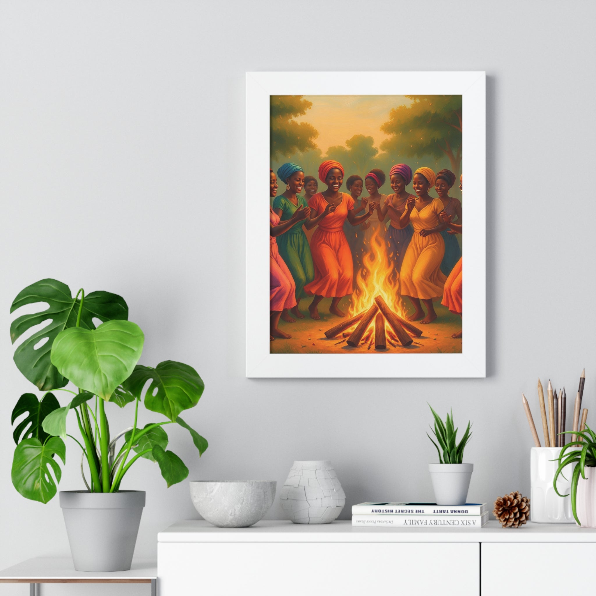 African Women Dance Bonfire Poster