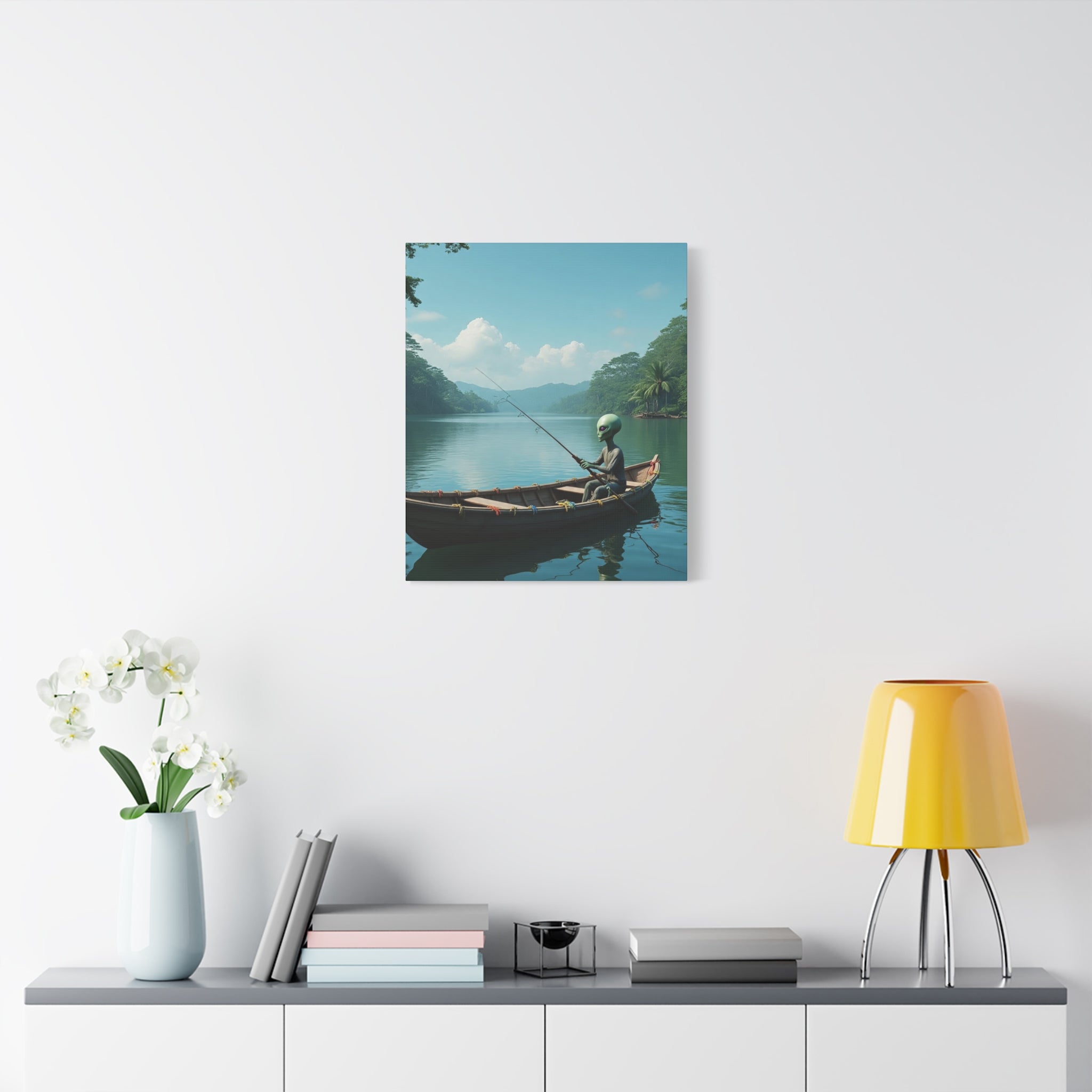 Alien Fishing Canvas Art