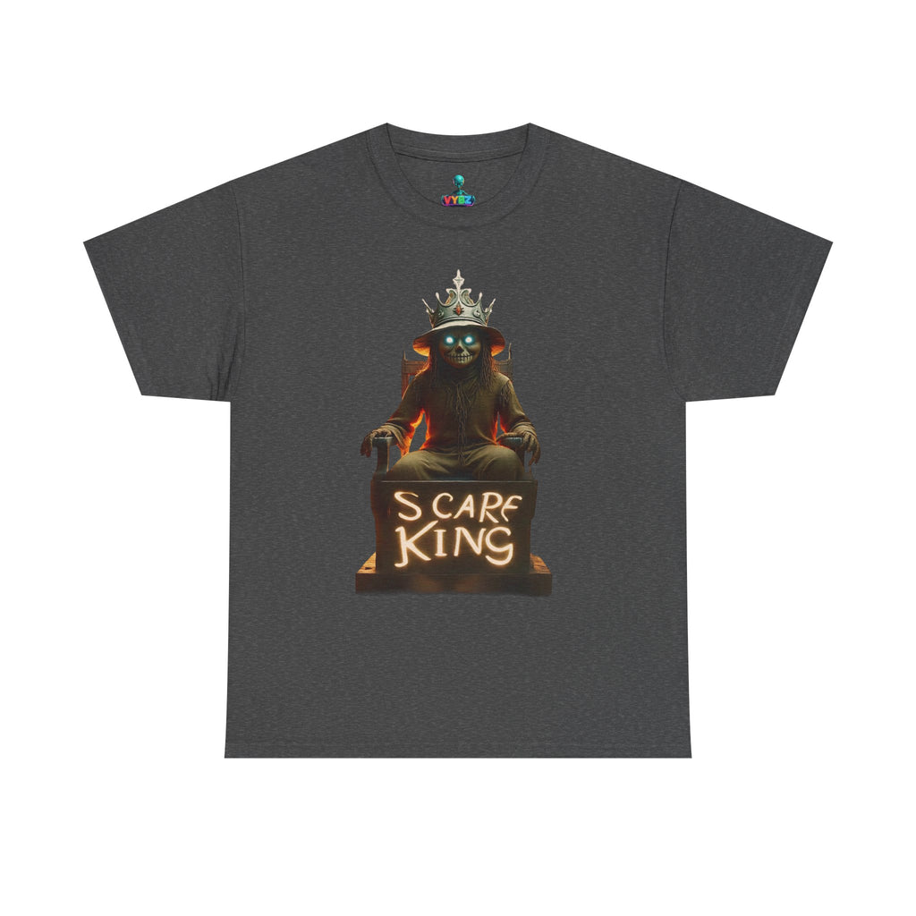 VYBZ Scare King Unisex Heavy Cotton Tee, Halloween Shirt, Horror Tee, Graphic T-Shirt, Scary Costume Top, Gift for Spooky Lovers