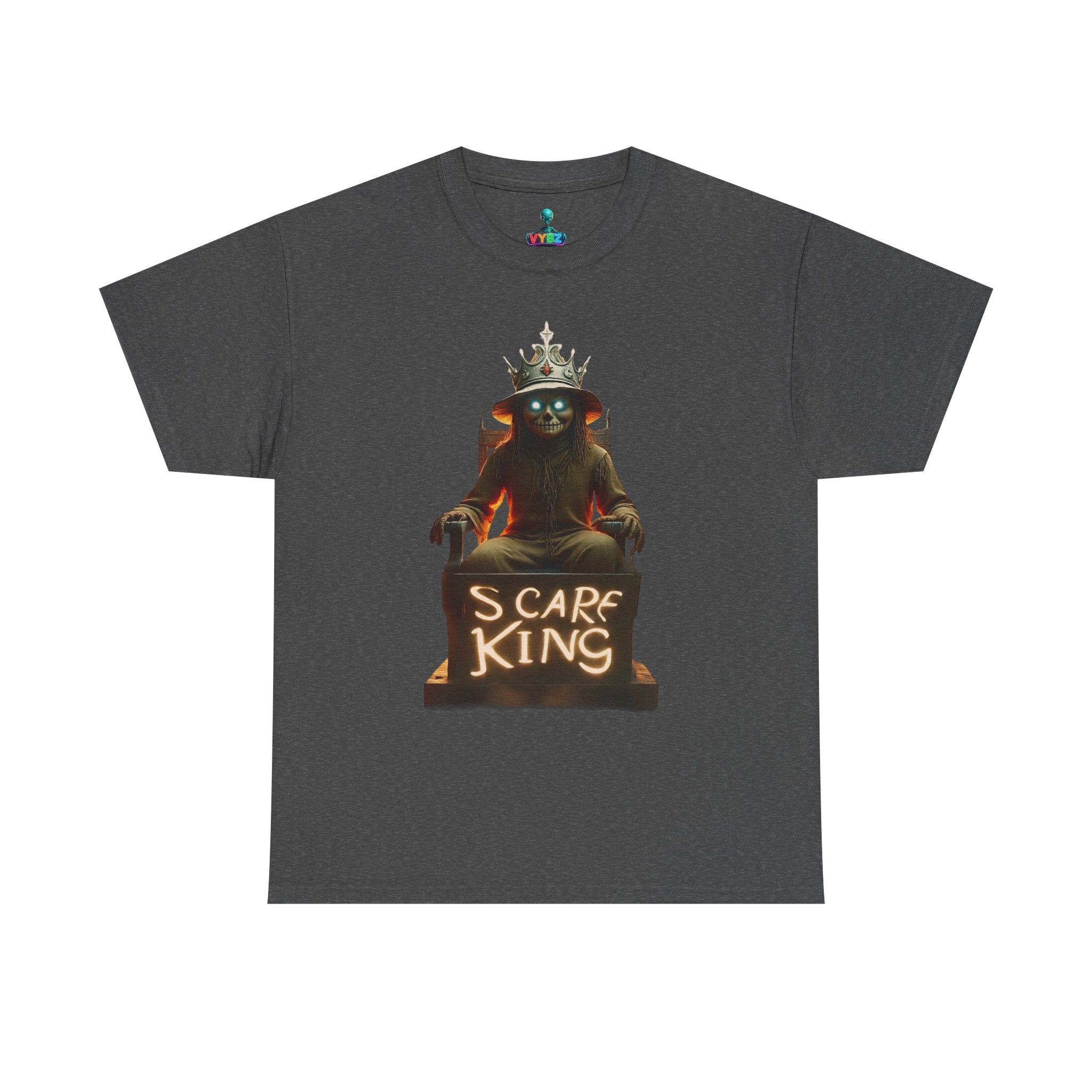VYBZ Scare King Unisex Heavy Cotton Tee, Halloween Shirt, Horror Tee, Graphic T-Shirt, Scary Costume Top, Gift for Spooky Lovers