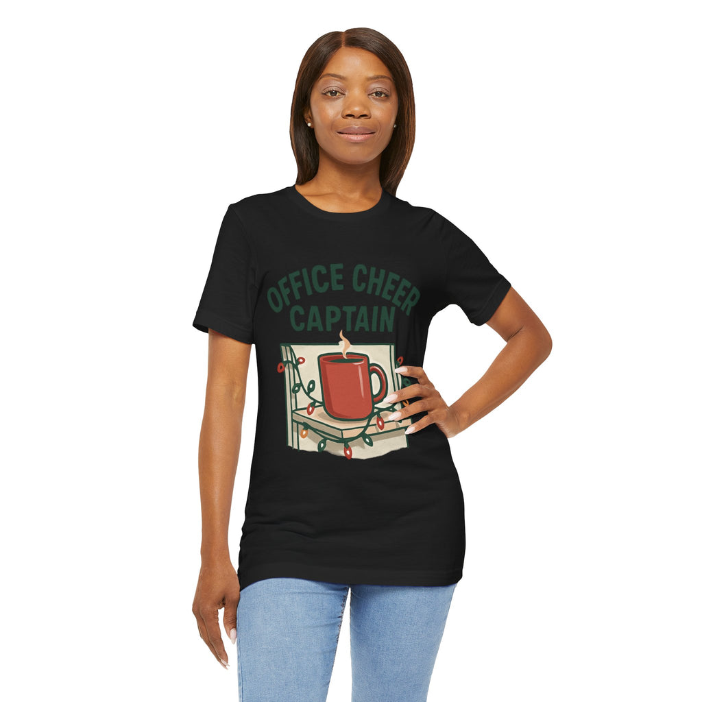 Office Cheer Captain Tee — Holiday Coffee Mug Christmas Work Shirt