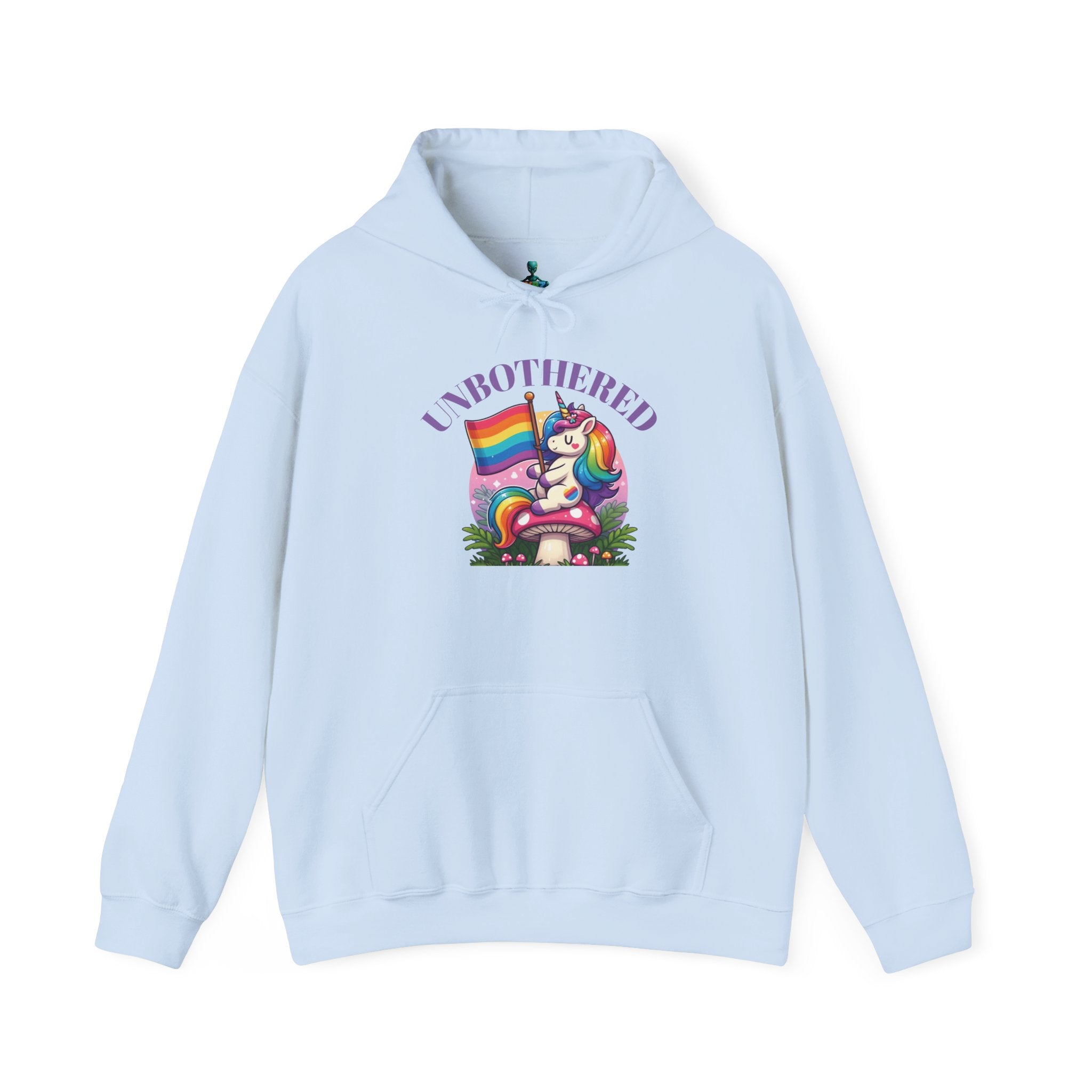 VYBZ "UNBOTHERED" Hoodie for All Ages, LGBTQ+ Gift, Cozy Sweatshirt, Cute Animal Apparel, Fun Pride Merchandise