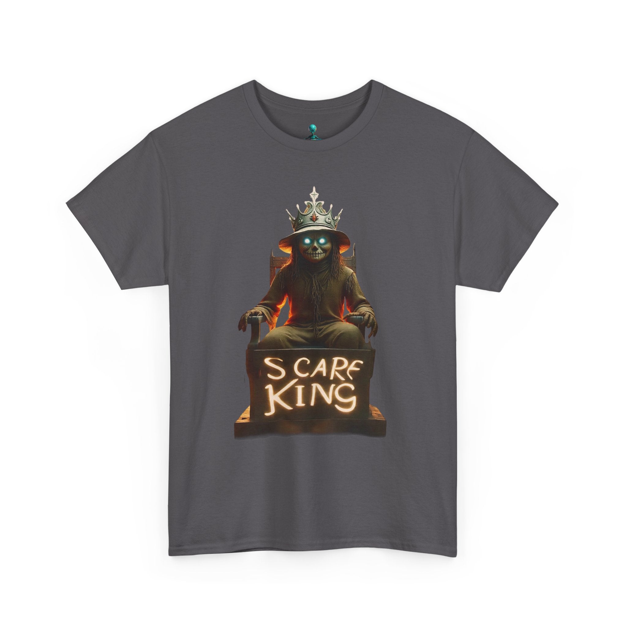 VYBZ Scare King Unisex Heavy Cotton Tee, Halloween Shirt, Horror Tee, Graphic T-Shirt, Scary Costume Top, Gift for Spooky Lovers
