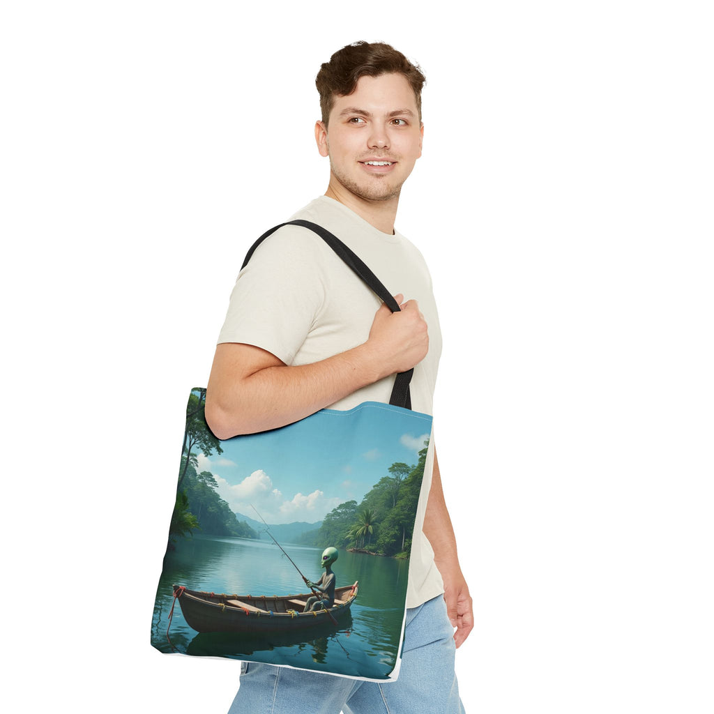 VYBZ Serene Alien Fishing Scenic Tote Bag