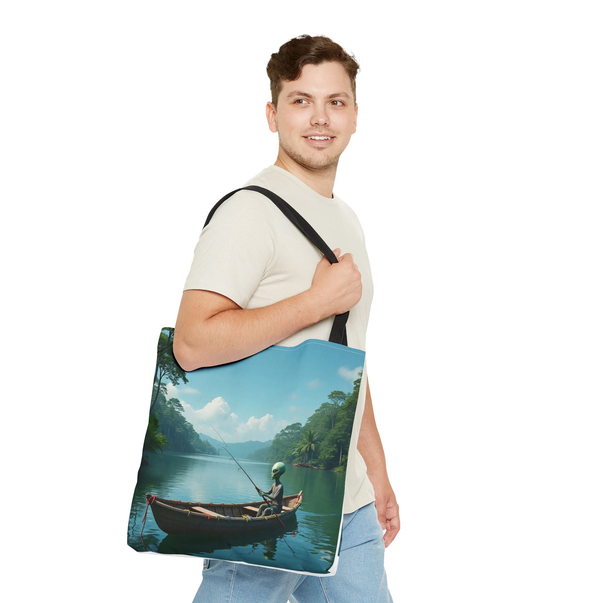 VYBZ Serene Alien Fishing Scenic Tote Bag