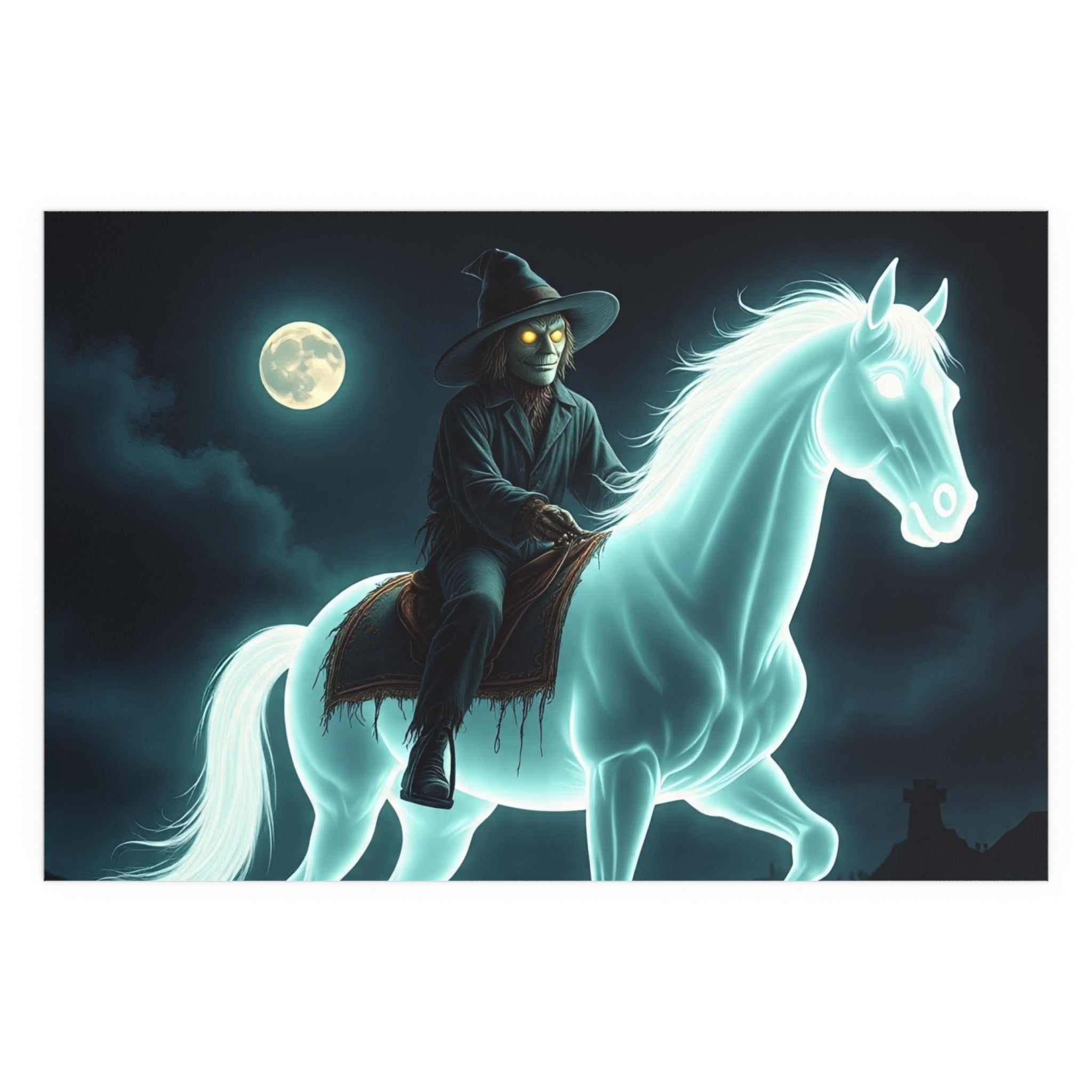 Mystical Wizard Horse Silk Poster, Home Decor, Halloween Art, Wall Art, Gift for Horse Lovers, Indoor and Outdoor Decoration