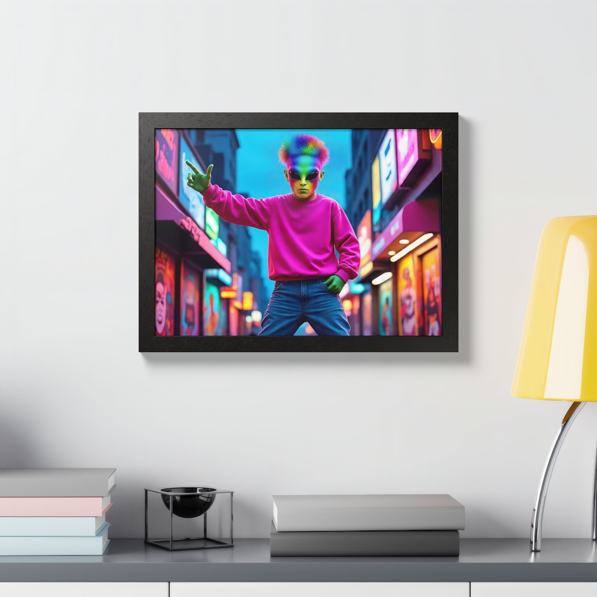 Vibrant Framed Poster, Colorful Wall Art for Home Décor, Funky Room Decoration, Unique Gift for Art Lovers, Retro Vibes, Pop Culture