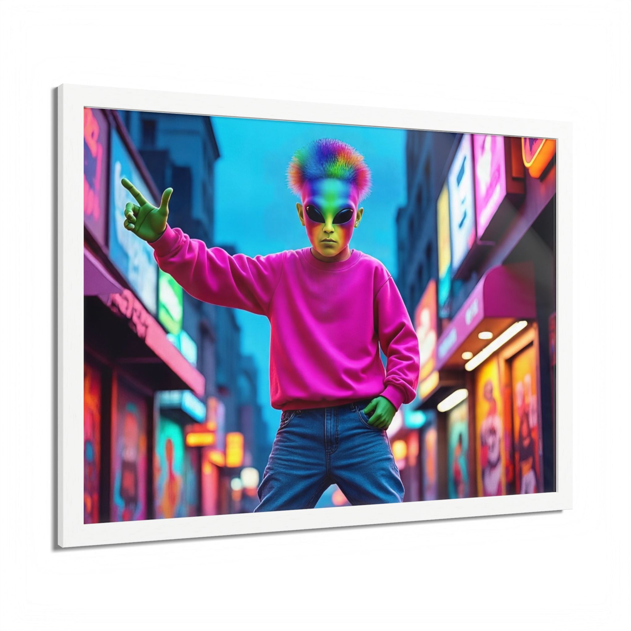 Vibrant Framed Poster, Colorful Wall Art for Home Décor, Funky Room Decoration, Unique Gift for Art Lovers, Retro Vibes, Pop Culture
