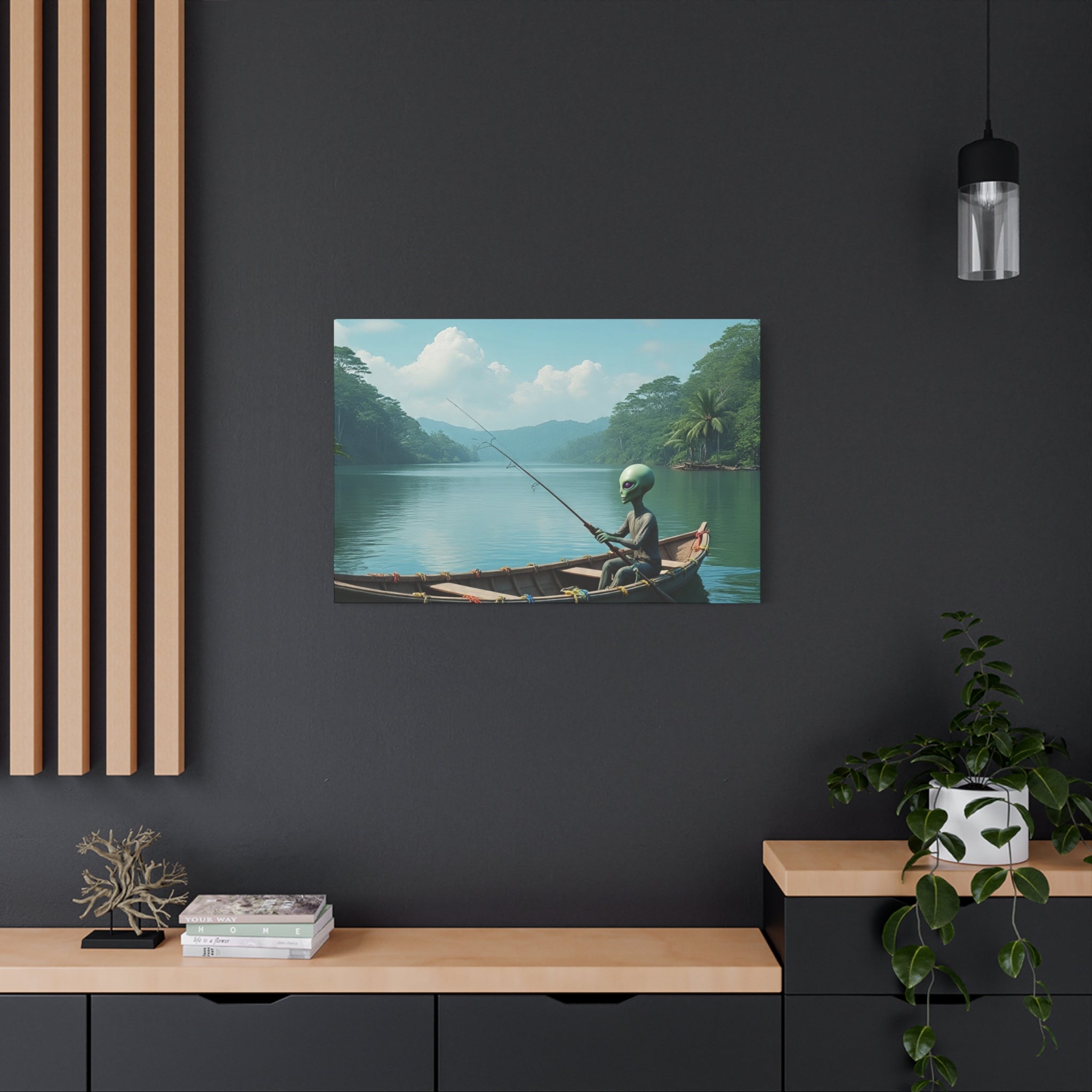 Alien Fishing Canvas Art