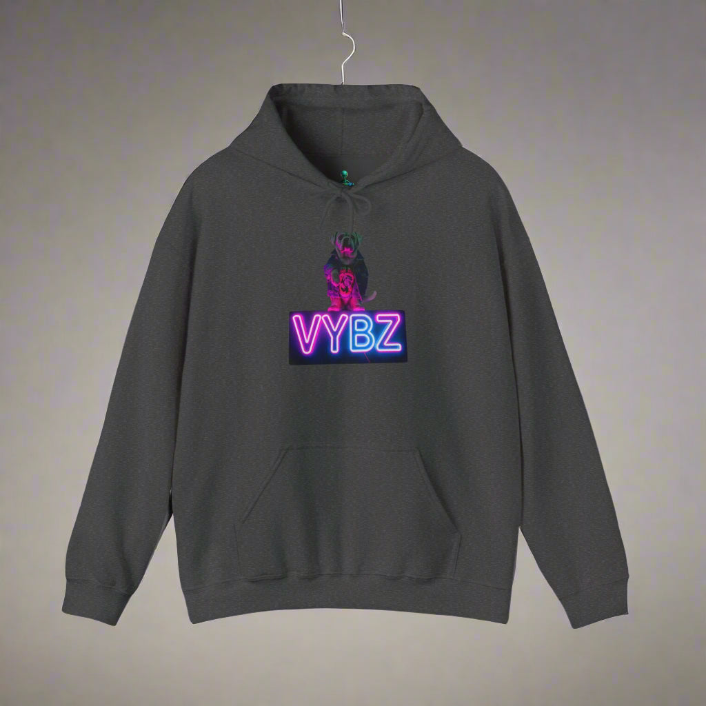 VYBZ Neon Dog Vibe Hoodie, Dog Lover Gift, Unisex Sweatshirt, Cozy Fashion, Music Festival Apparel, Streetwear Style
