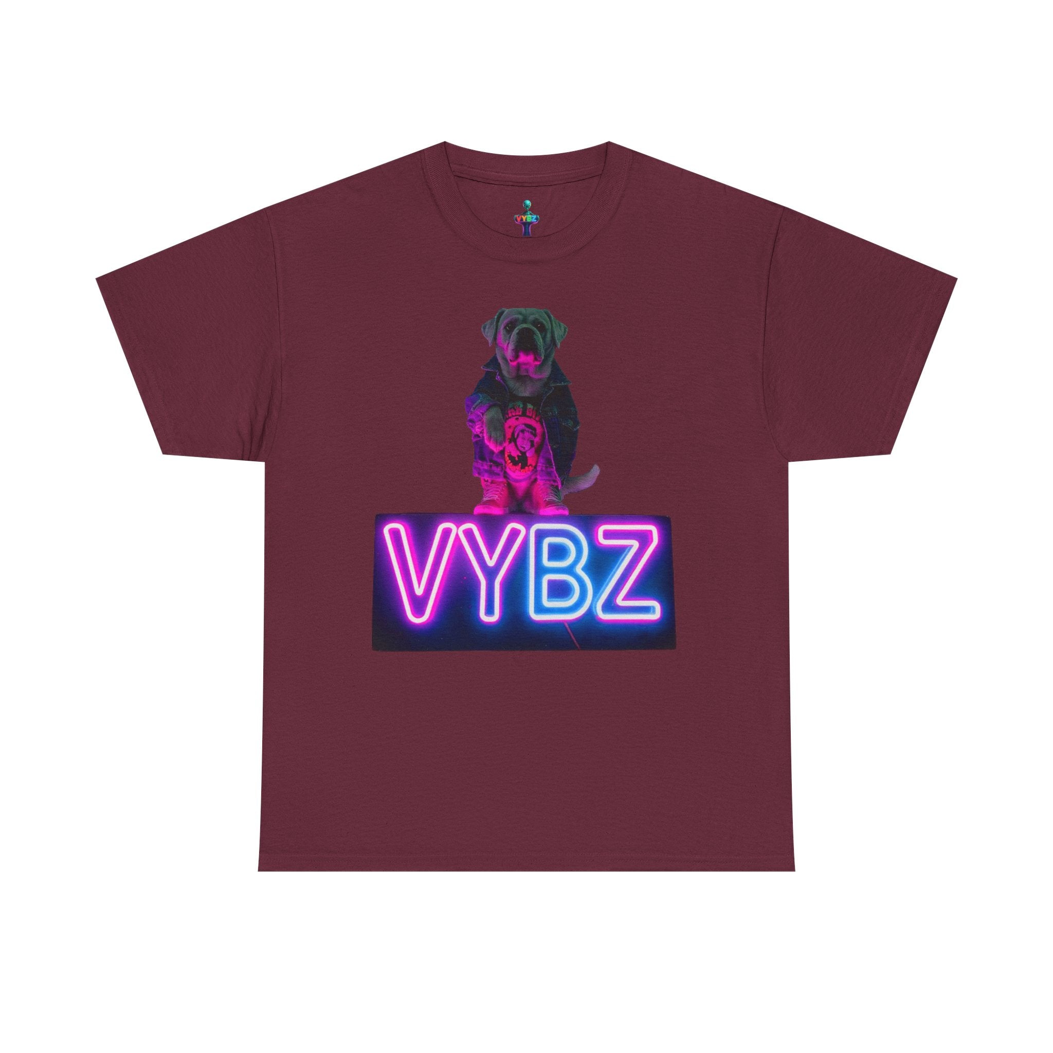 Neon Dog VYBZ Tee, Unisex Heavy Cotton T-Shirt, Casual Wear, Pet Lovers Gift, Streetwear Style, Dog Lover Apparel
