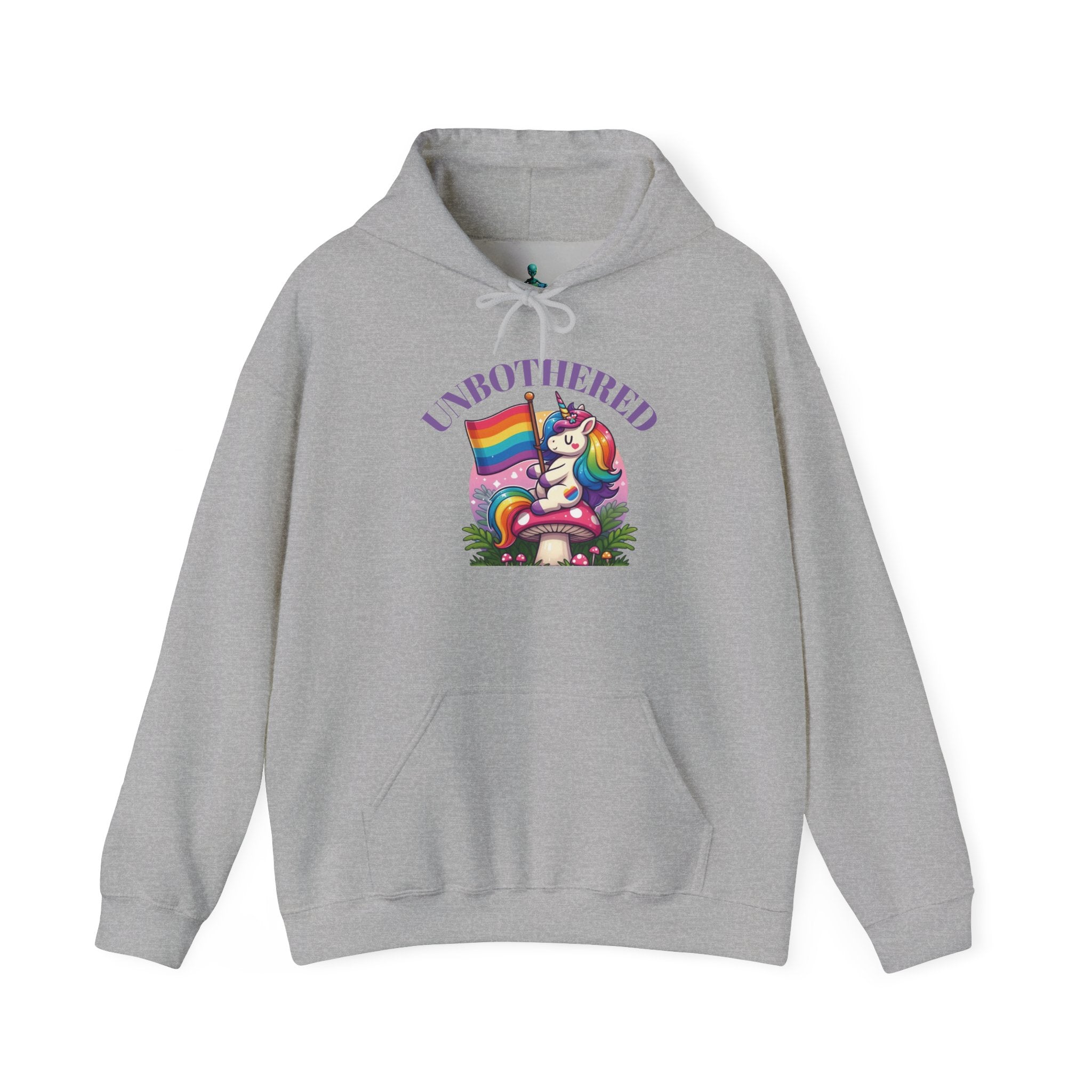 VYBZ "UNBOTHERED" Hoodie for All Ages, LGBTQ+ Gift, Cozy Sweatshirt, Cute Animal Apparel, Fun Pride Merchandise
