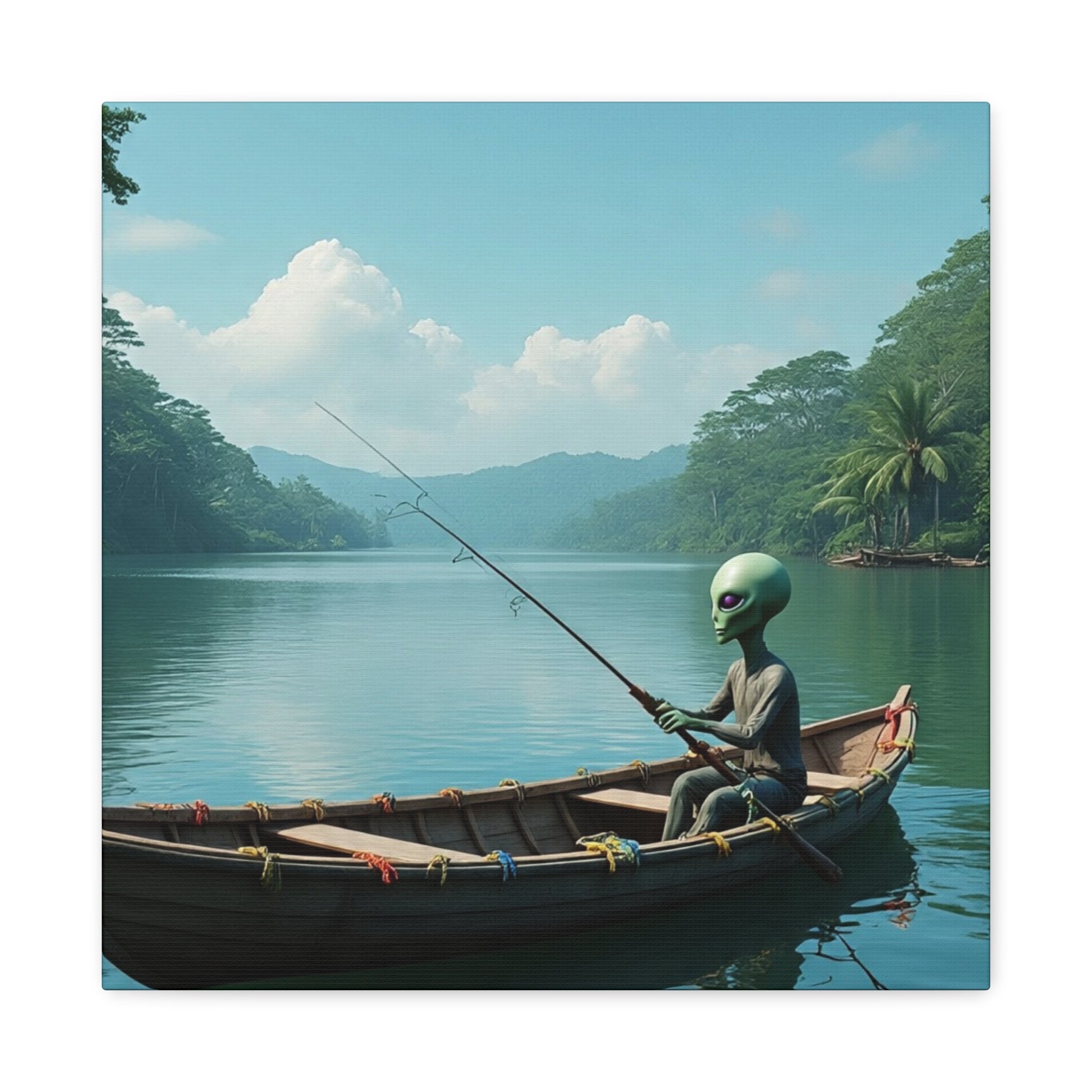 Alien Fishing Canvas Art
