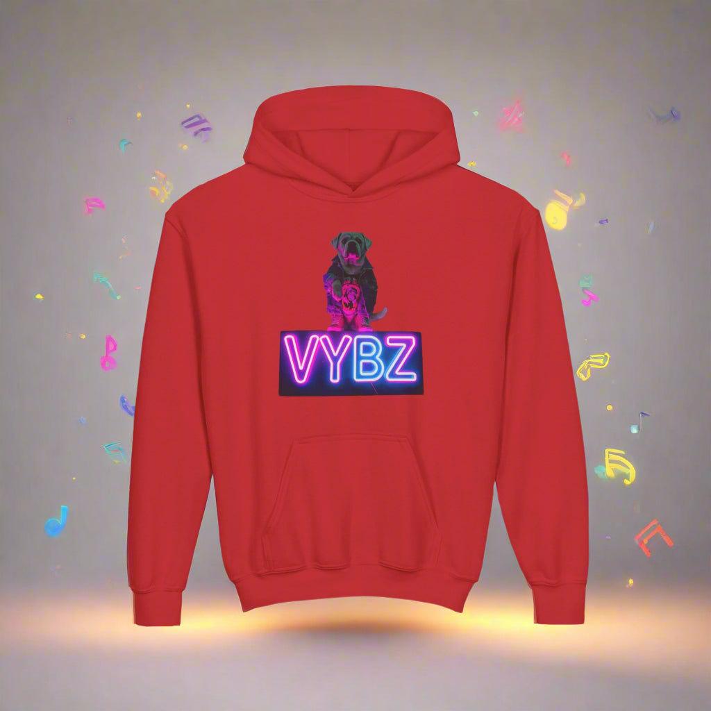 Youth Neon VYBZ Hooded Sweatshirt - Stylish, Comfortable, Gift for Teens, Streetwear, Party Wear, Cool Graphic Hoodie