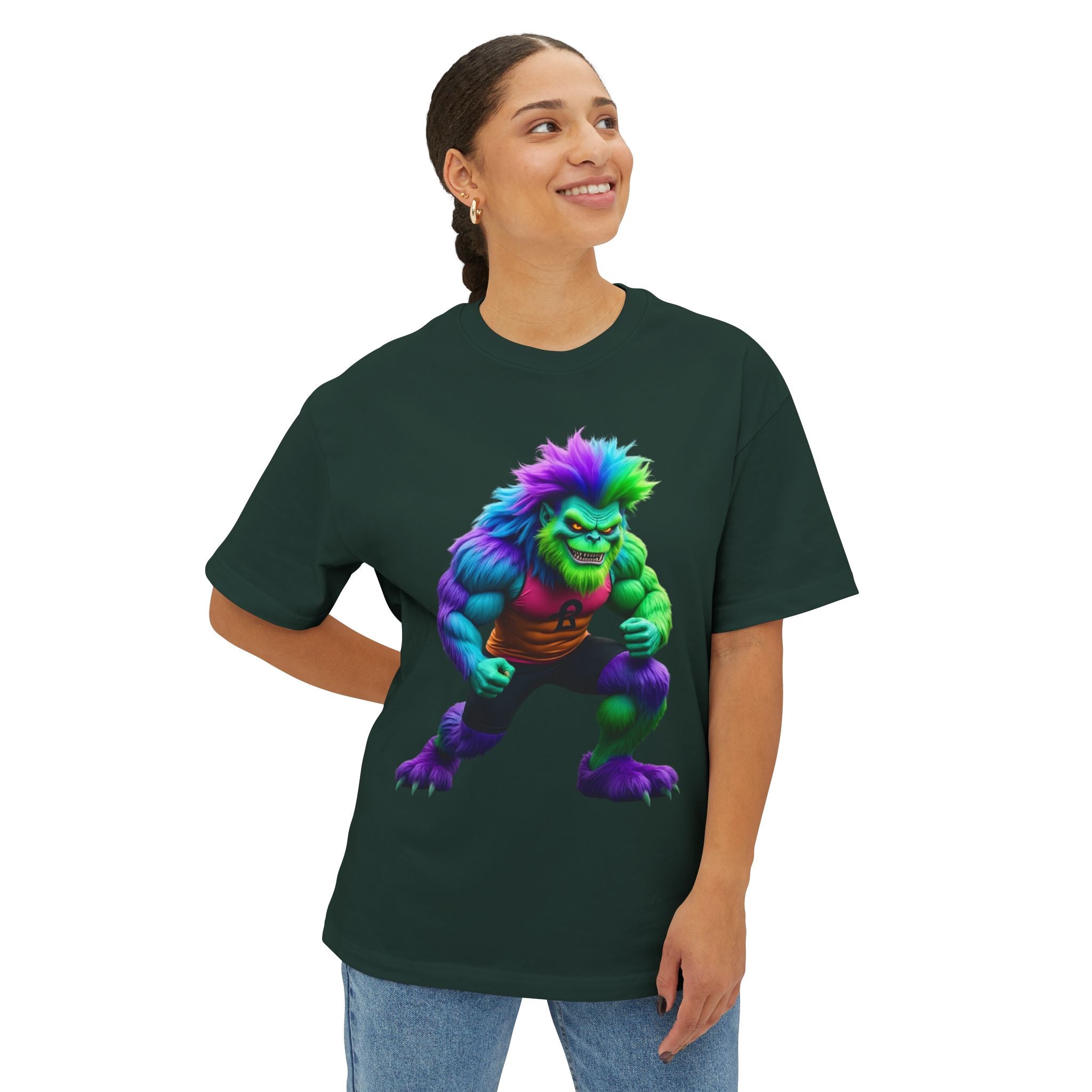 VYBZ Colorful Monster Graphic Tee, Fun Unisex Boxy Shirt, Casualwear for Kids & Adults, Gifts for Birthdays, Festivals, Summer Vibes, Streetwear