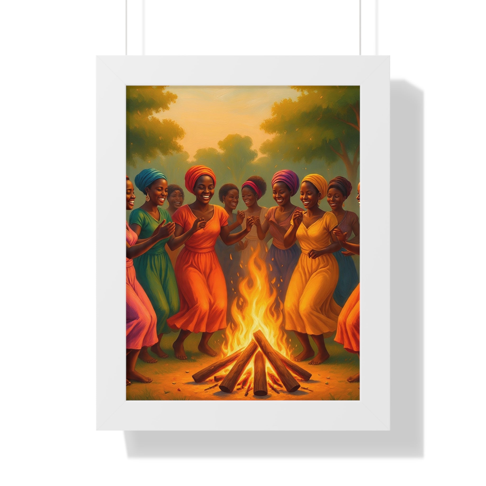 African Women Dance Bonfire Poster