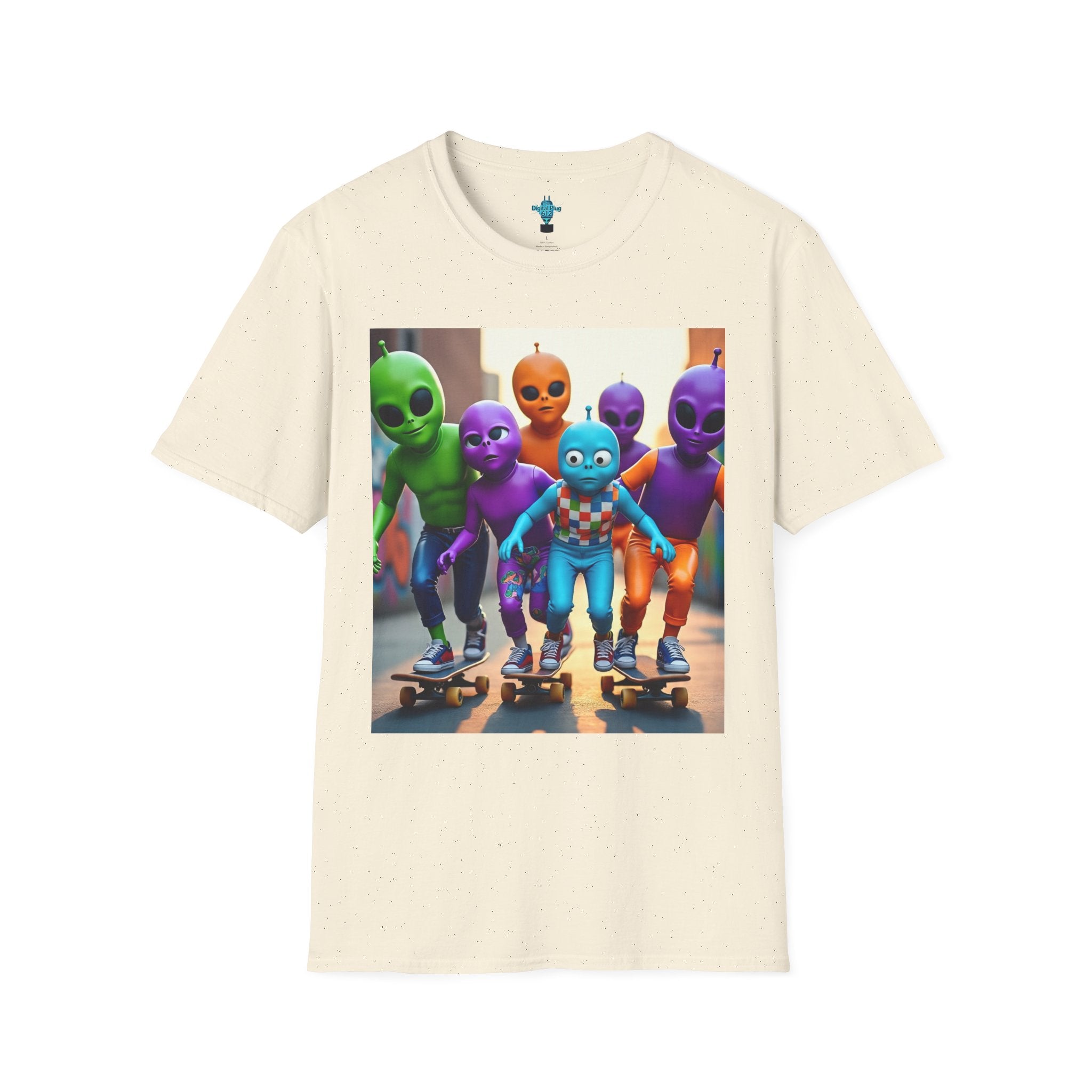 VYBZ Alien Skateboarder Unisex T-Shirt, Cool Graphic Tee for Skaters, Fun Summer Wear, Unique Gift for Kids and Teens, Vibrant Street [...]