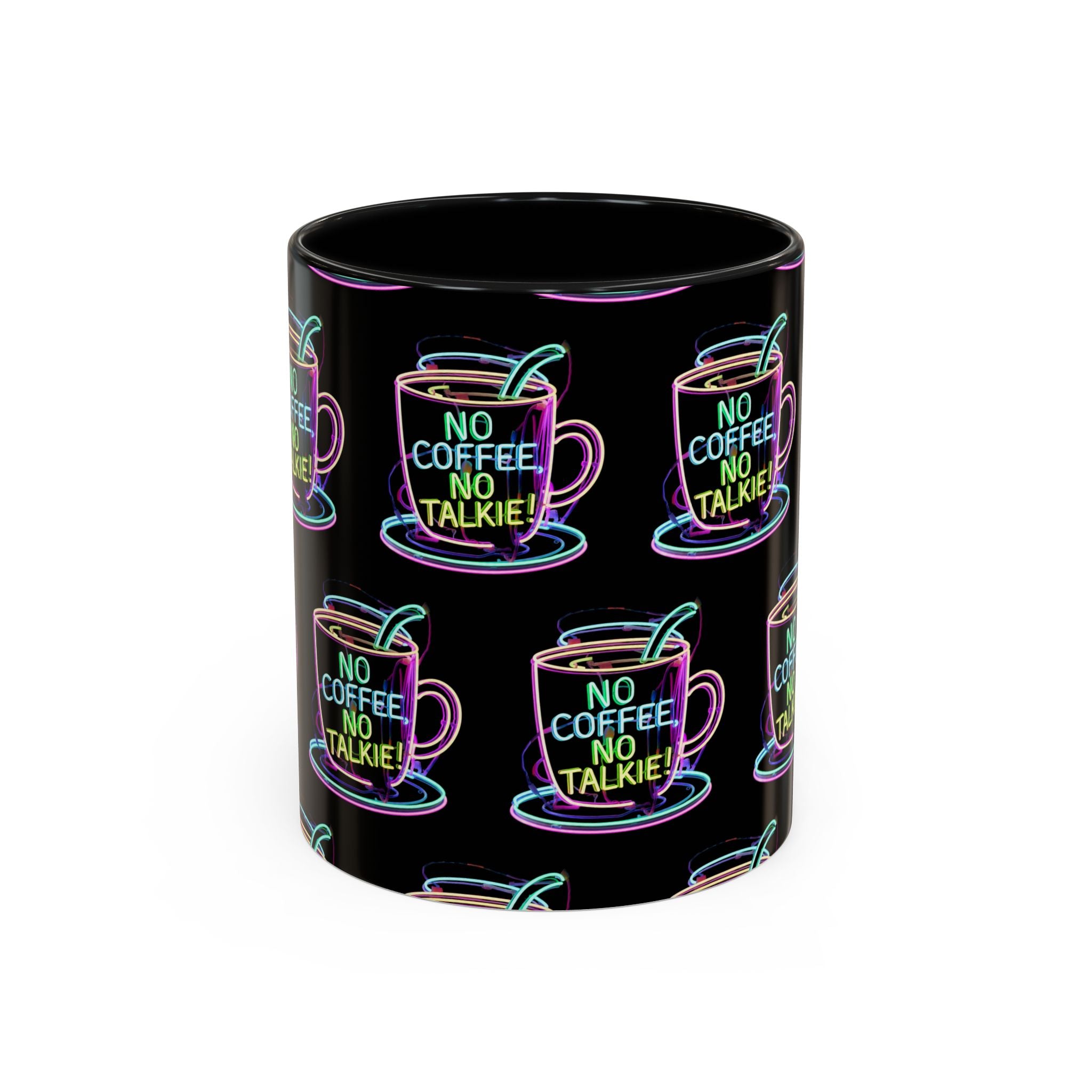 Coffee Mug — "No Coffee No Talkie" Neon Accent Mug