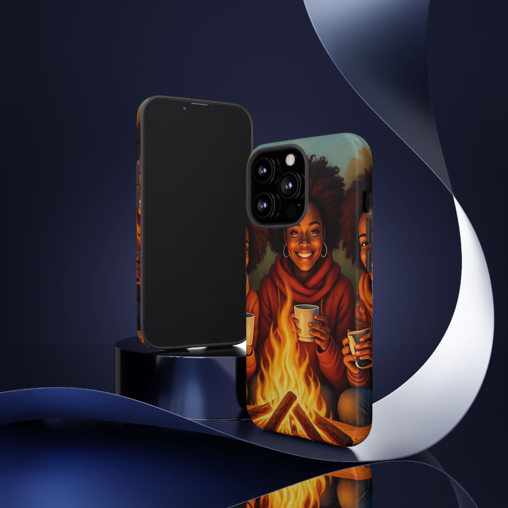 Cozy Phone Case for Campfire Lovers, Tough Cases with Inspirational Design, Perfect Gift for Friends, Birthday Present, Nature Vibe