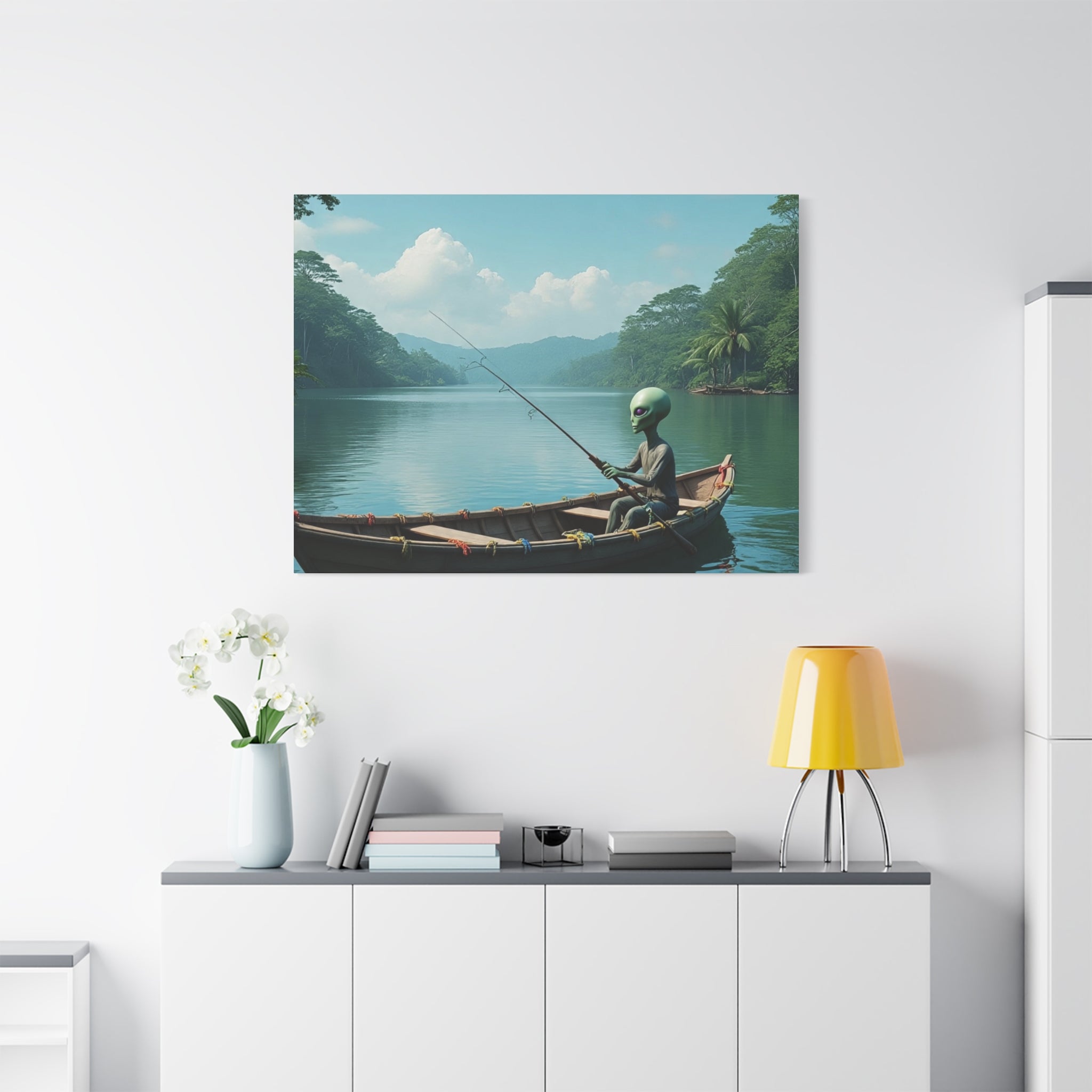 Alien Fishing Canvas Art
