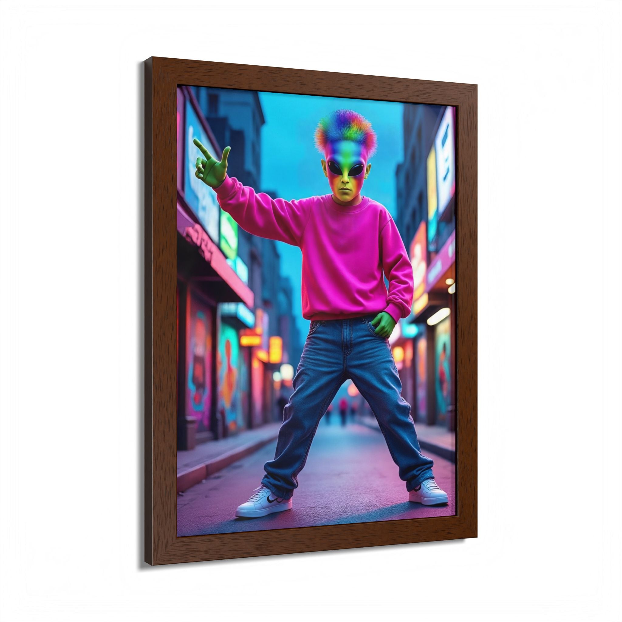 Vibrant Framed Poster, Colorful Wall Art for Home Décor, Funky Room Decoration, Unique Gift for Art Lovers, Retro Vibes, Pop Culture