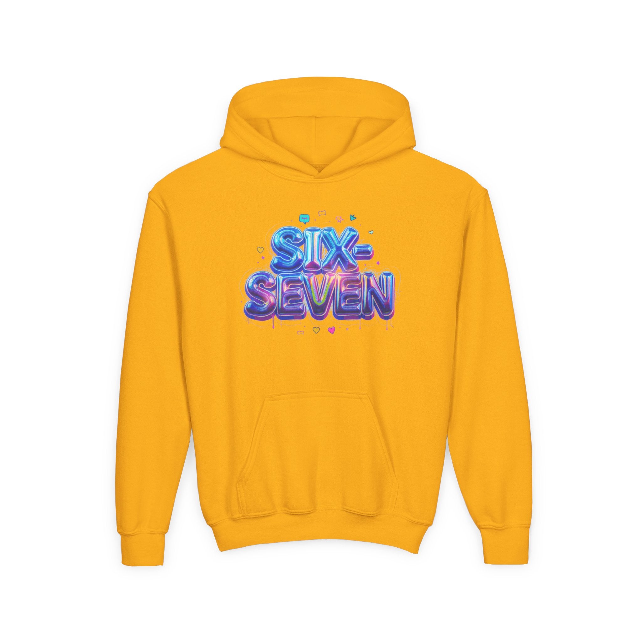 Youth Hoodie — "Six Seven" Colorful 3D Balloon Text Graphic
