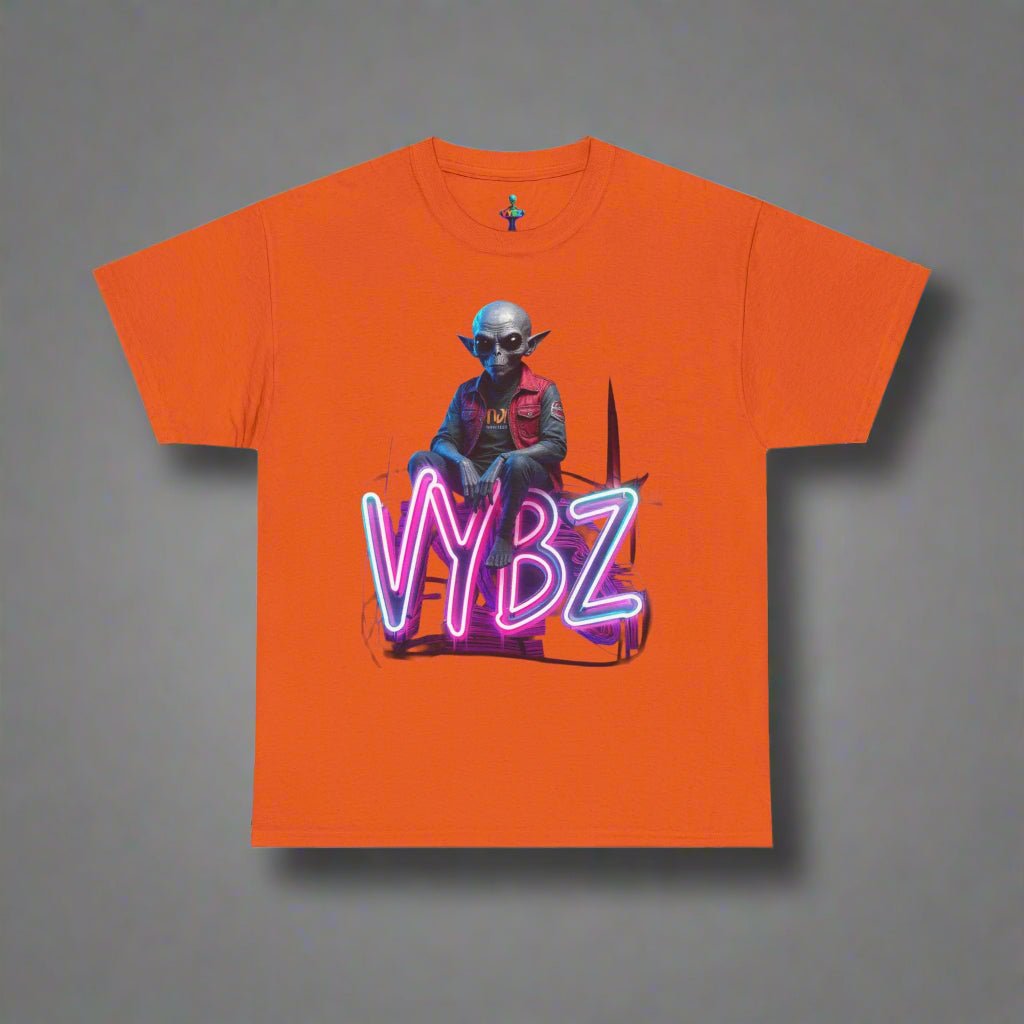 VYBZ Alien Graphic Tee | Unisex Heavy Cotton T-Shirt | Cool Streetwear | Fun Gift for Gamers & Sci-Fi Fans | Casual Everyday Wear