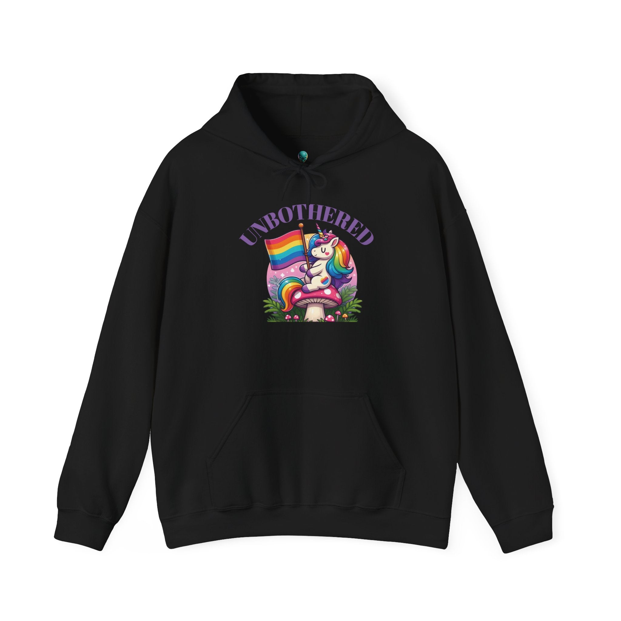 VYBZ "UNBOTHERED" Hoodie for All Ages, LGBTQ+ Gift, Cozy Sweatshirt, Cute Animal Apparel, Fun Pride Merchandise