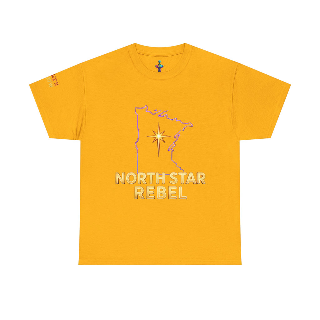North Star Rebel Tee — Minnesota Map Shirt with "We Hold The Line" Gold Back Print