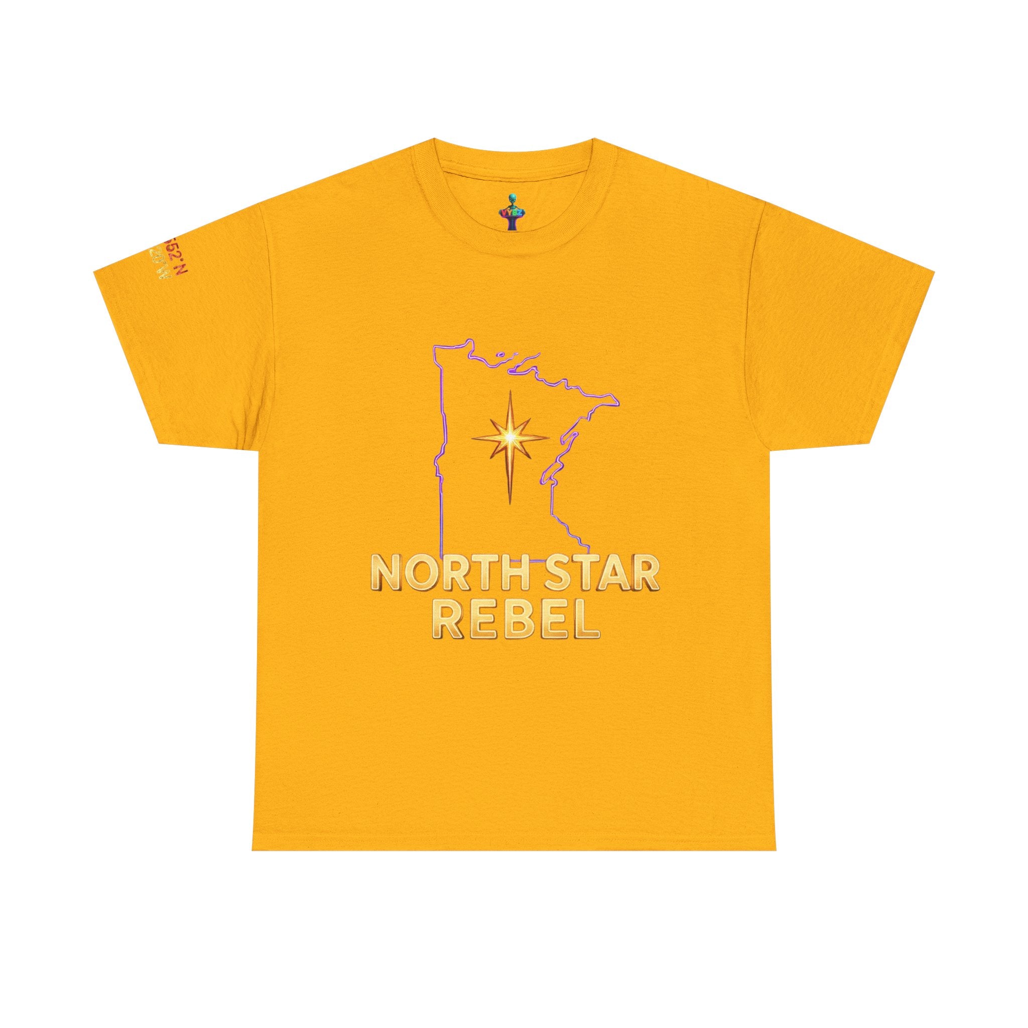 North Star Rebel Tee — Minnesota Map Shirt with "We Hold The Line" Gold Back Print