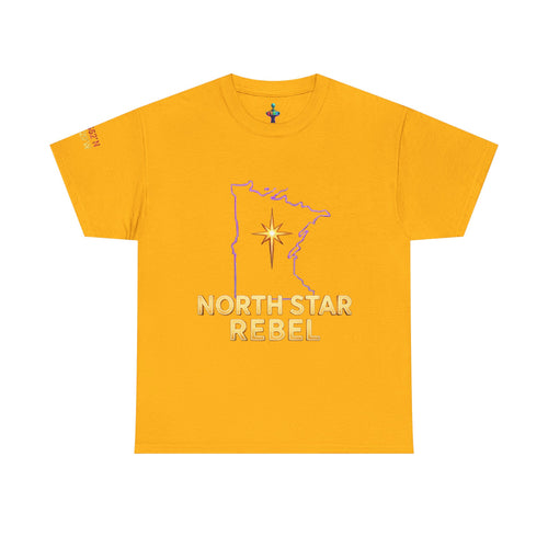 North Star Rebel Tee — Minnesota Map Shirt with "We Hold The Line" Gold Back Print