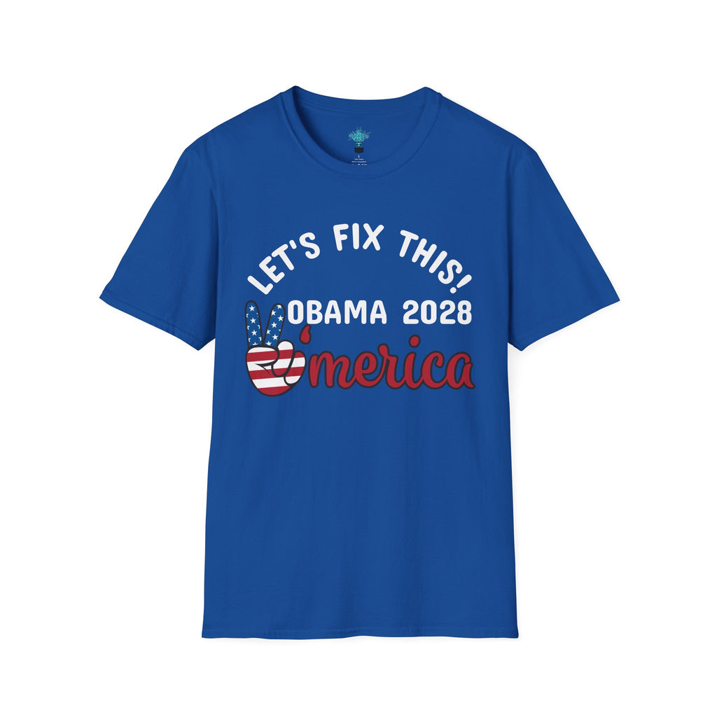 VYBZ Obama 2028 Unisex Softstyle T-Shirt, Casual Wear, Political Statement Tee, Gift for Activists, Election Merchandise