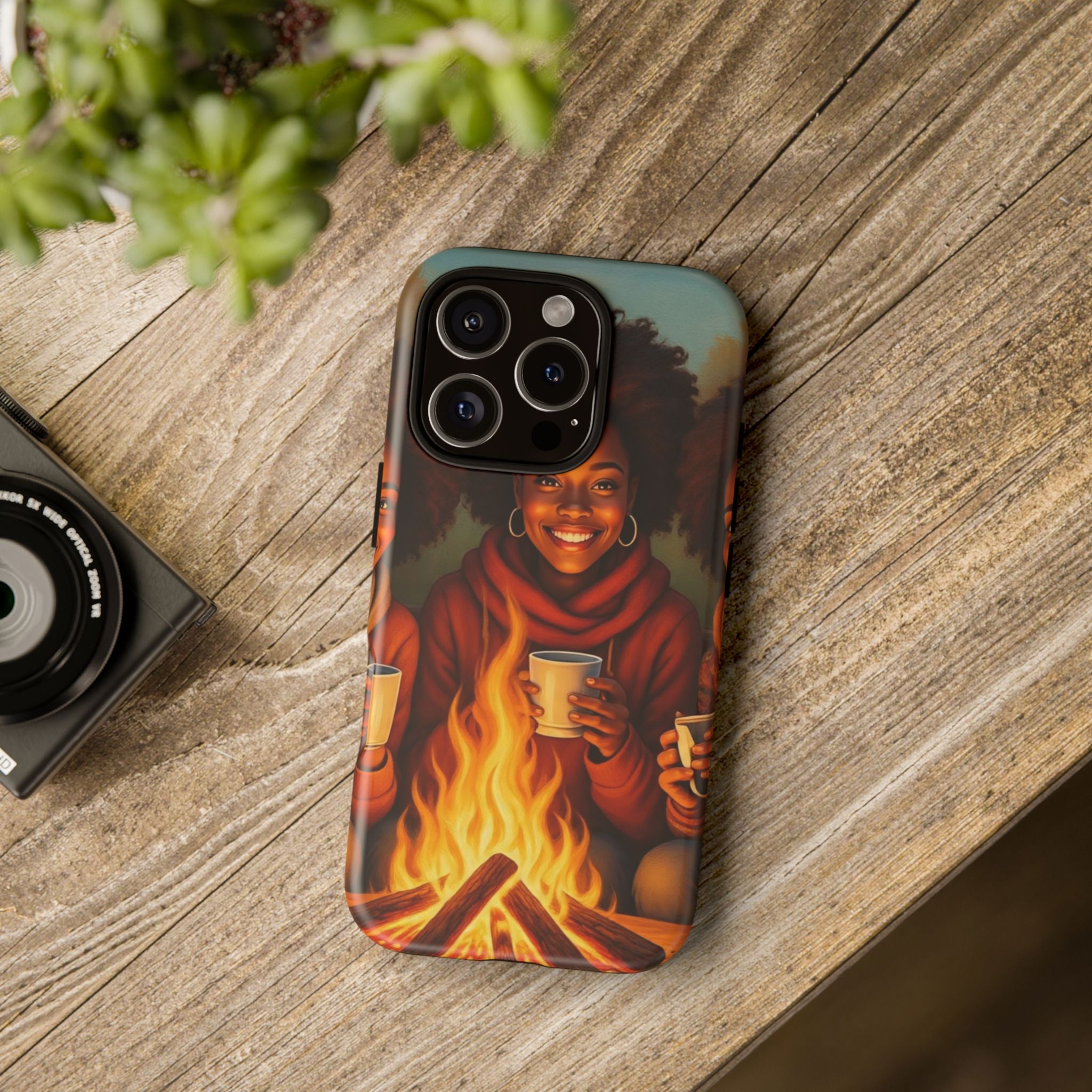 Cozy Phone Case for Campfire Lovers, Tough Cases with Inspirational Design, Perfect Gift for Friends, Birthday Present, Nature Vibe