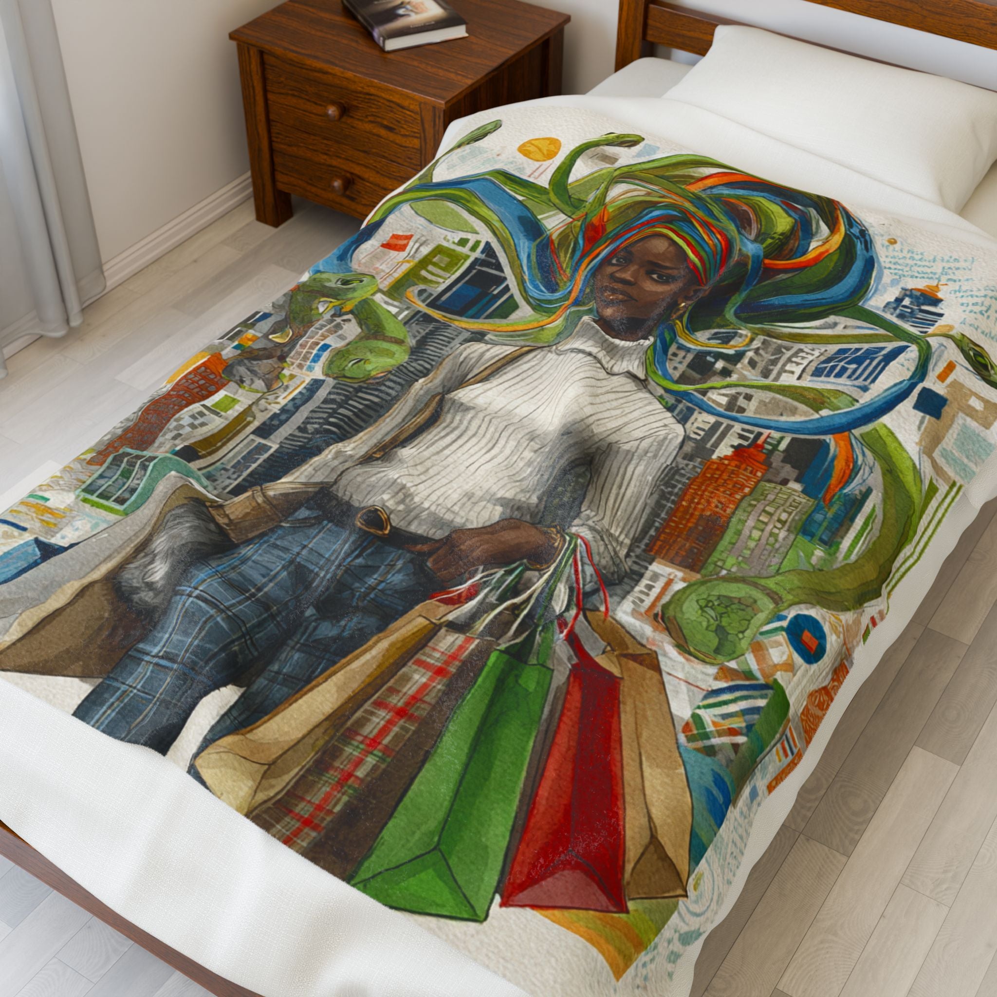 Velveteen Plush Blanket - VYBZ Serpent Queen Retail Therapy Design