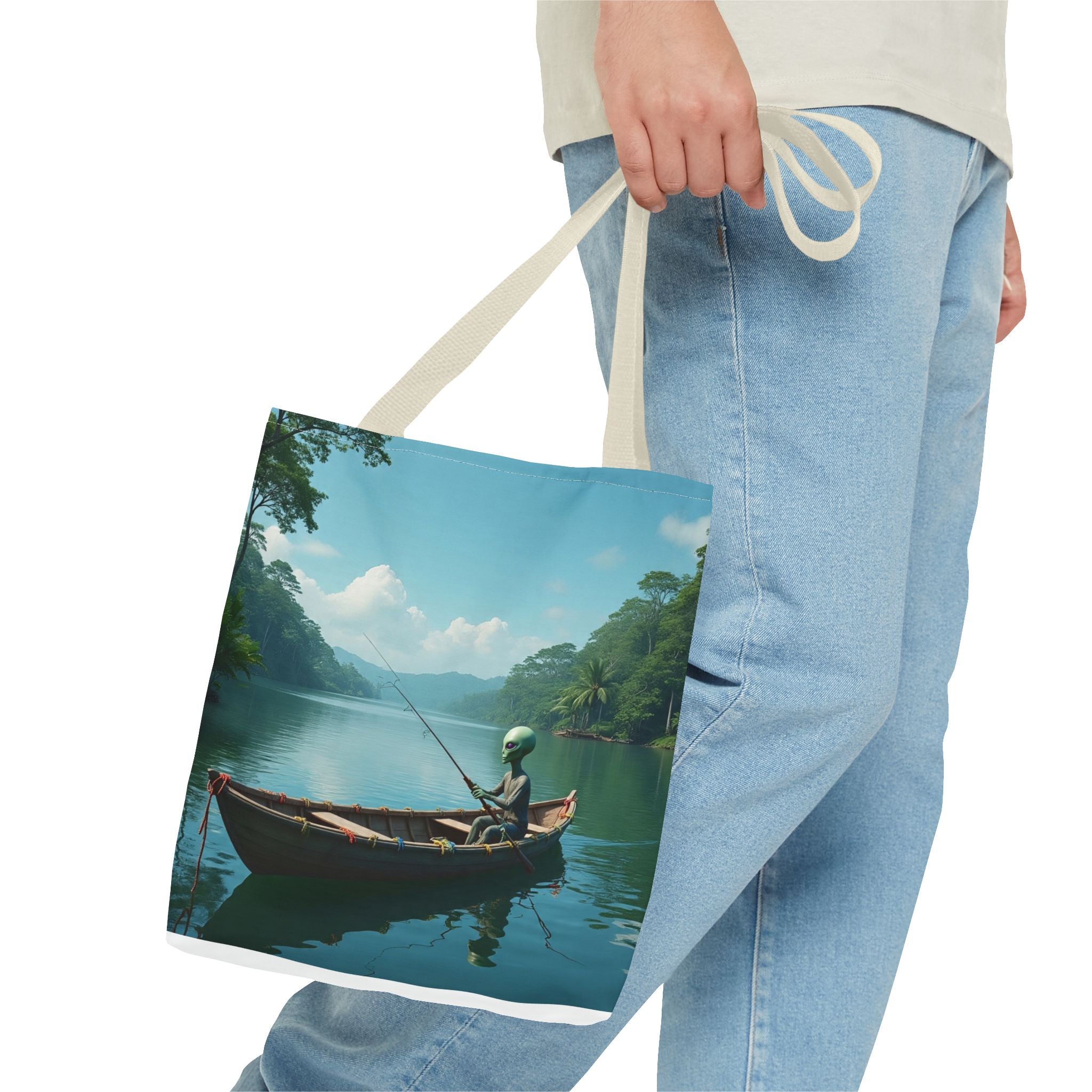 VYBZ Serene Alien Fishing Scenic Tote Bag